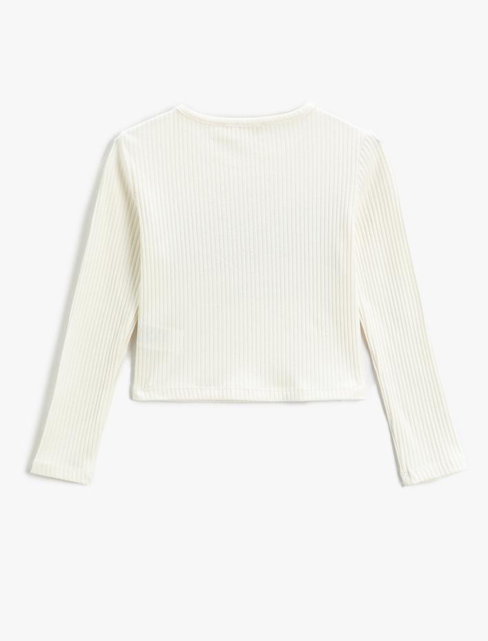 Kız Çocuk Crop Uzun Kollu Tişört Ribanalı