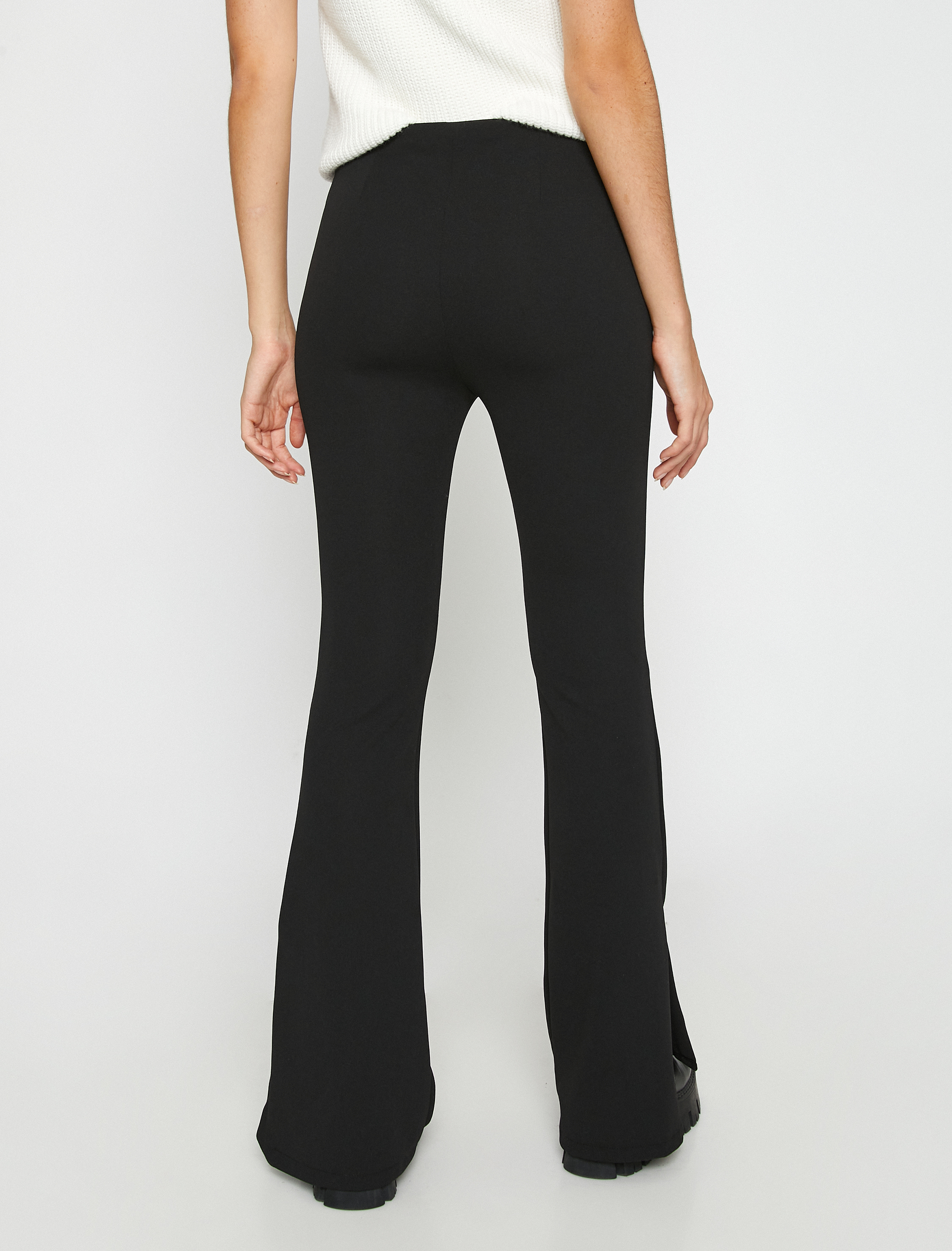   İspanyol Paça Pantolon Yırtmaçlı Nervürlü