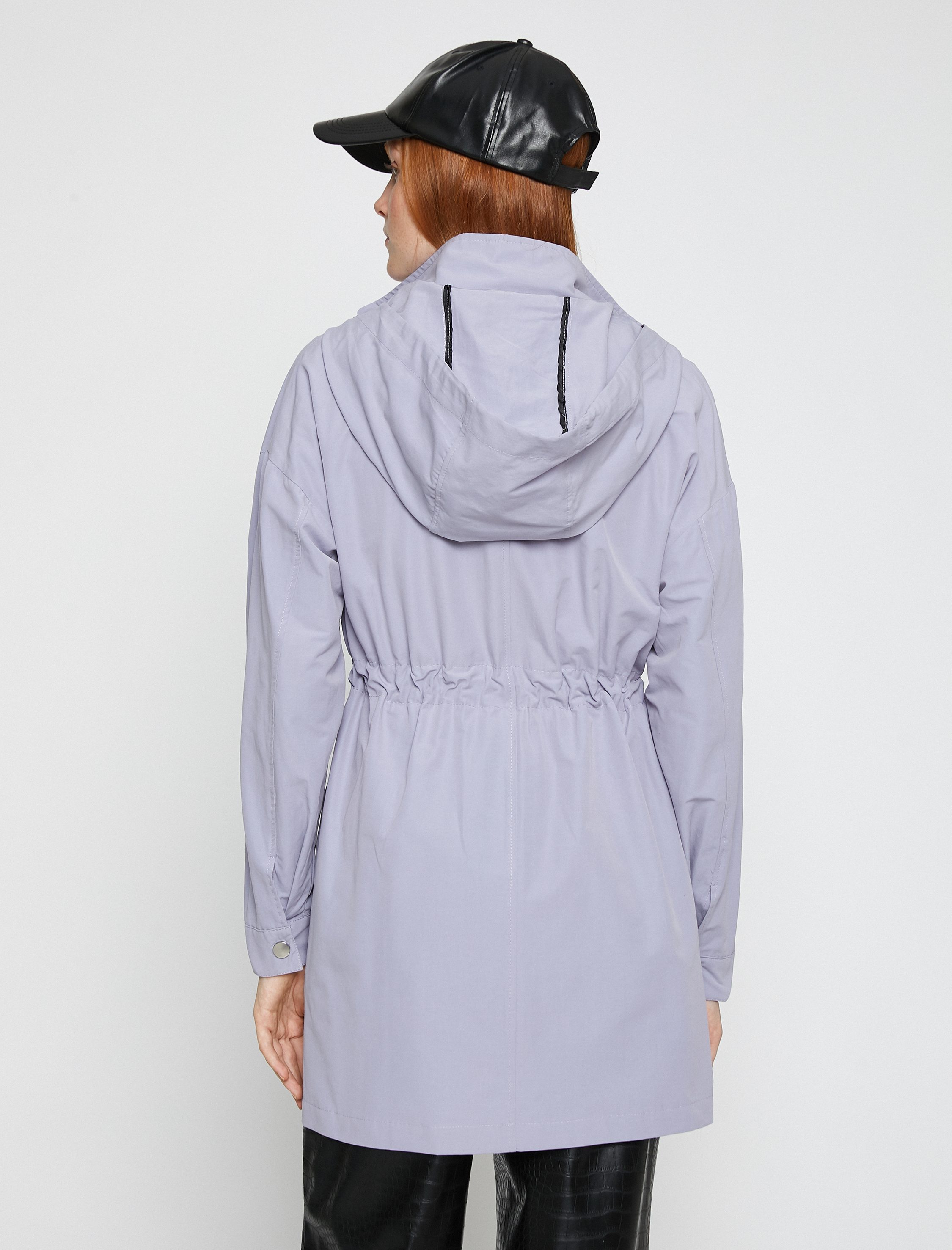   Kapüşonlu Trençkot Beli Bağlamalı Cep Detaylı