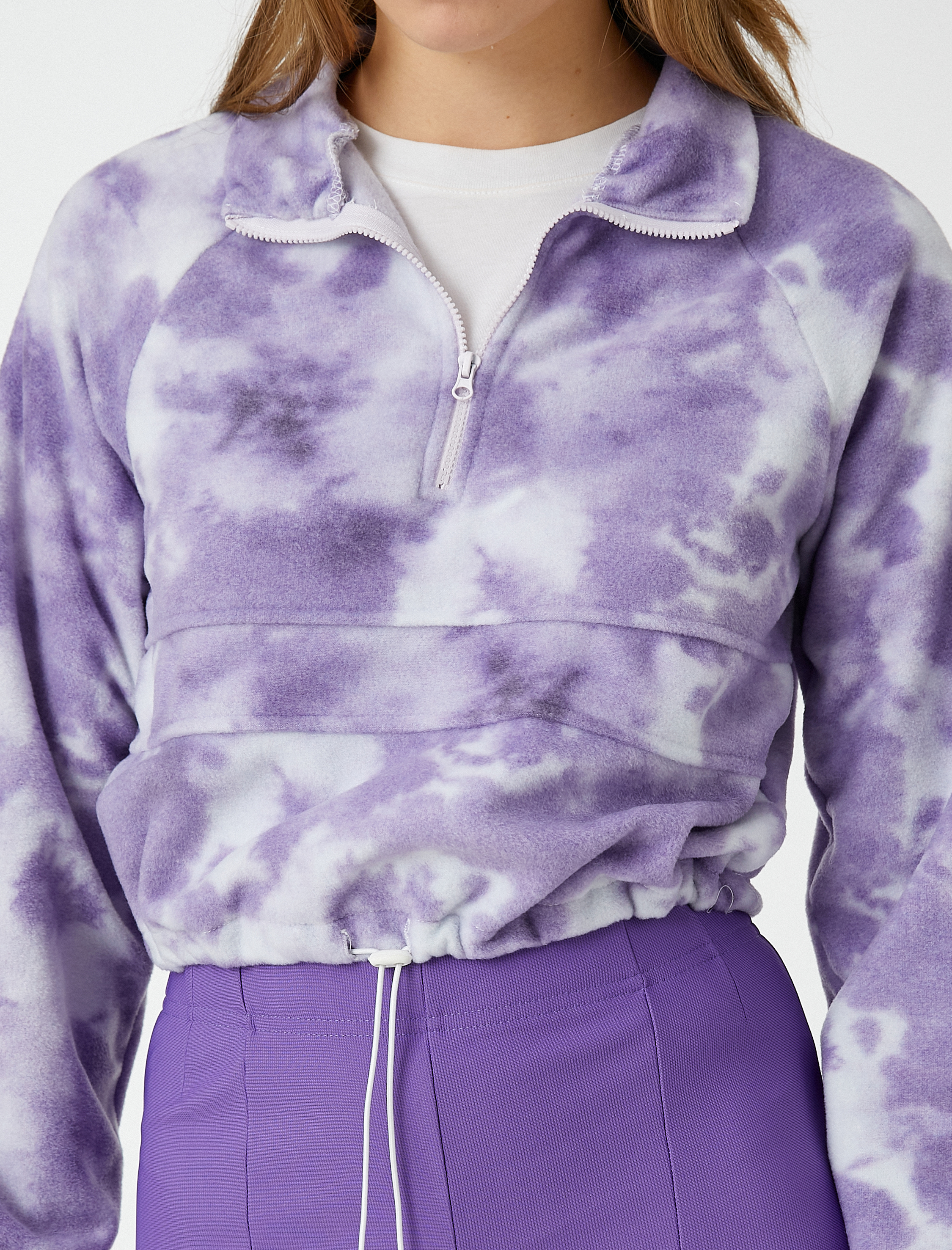   Polar Sweatshirt Crop Dik Yaka Fermuarlı