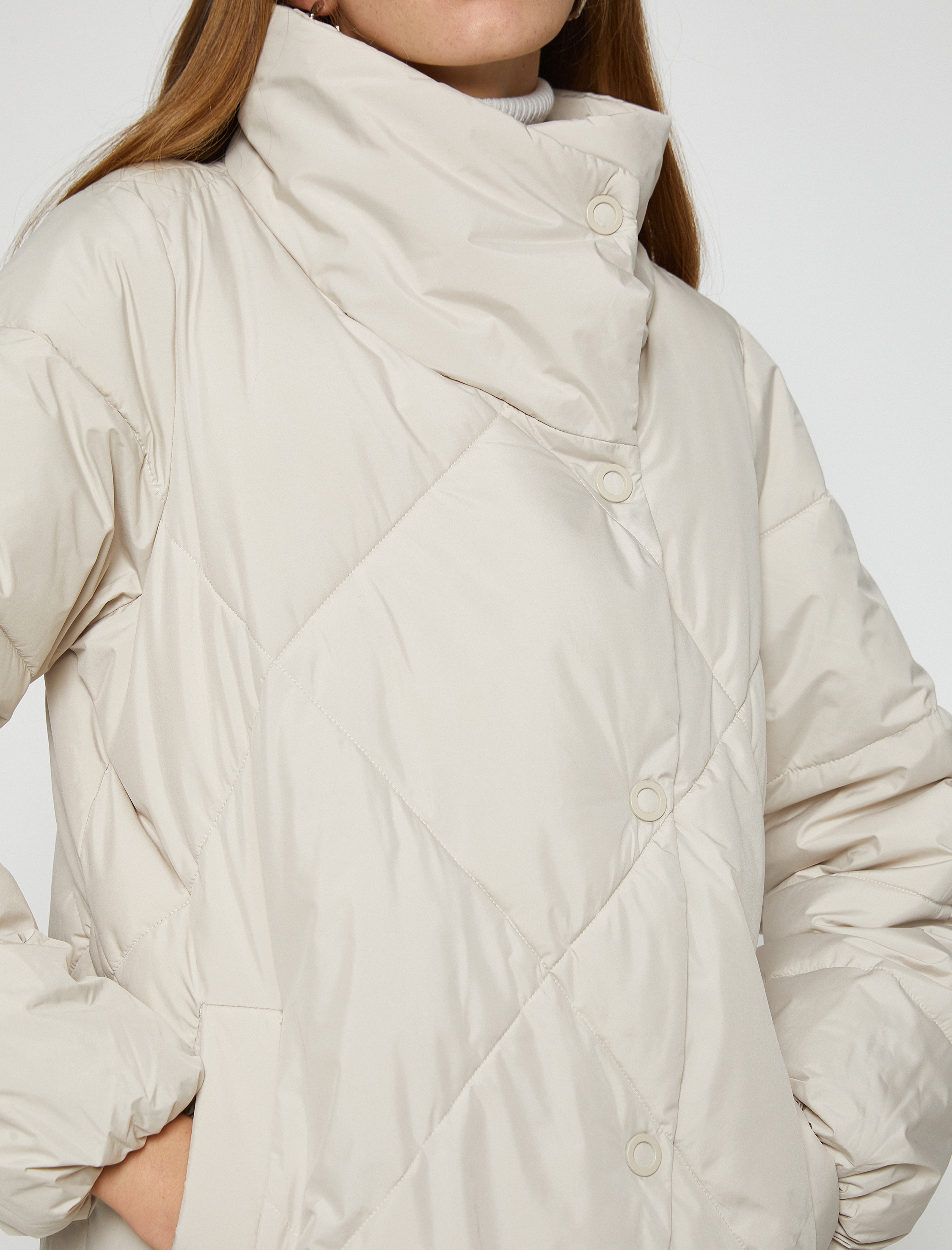 Dik Yaka Şişme Mont Çıtçıtlı