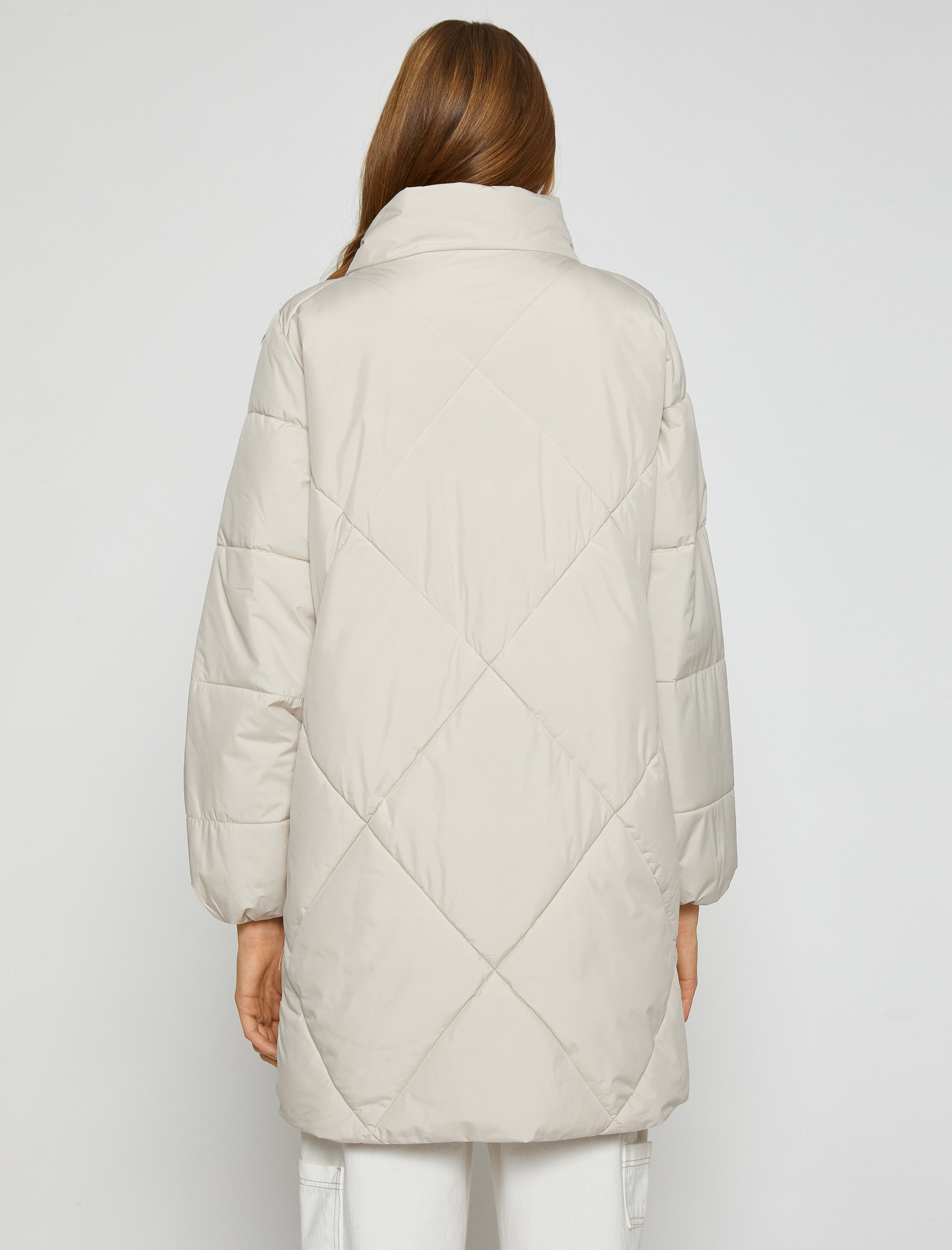 Dik Yaka Şişme Mont Çıtçıtlı