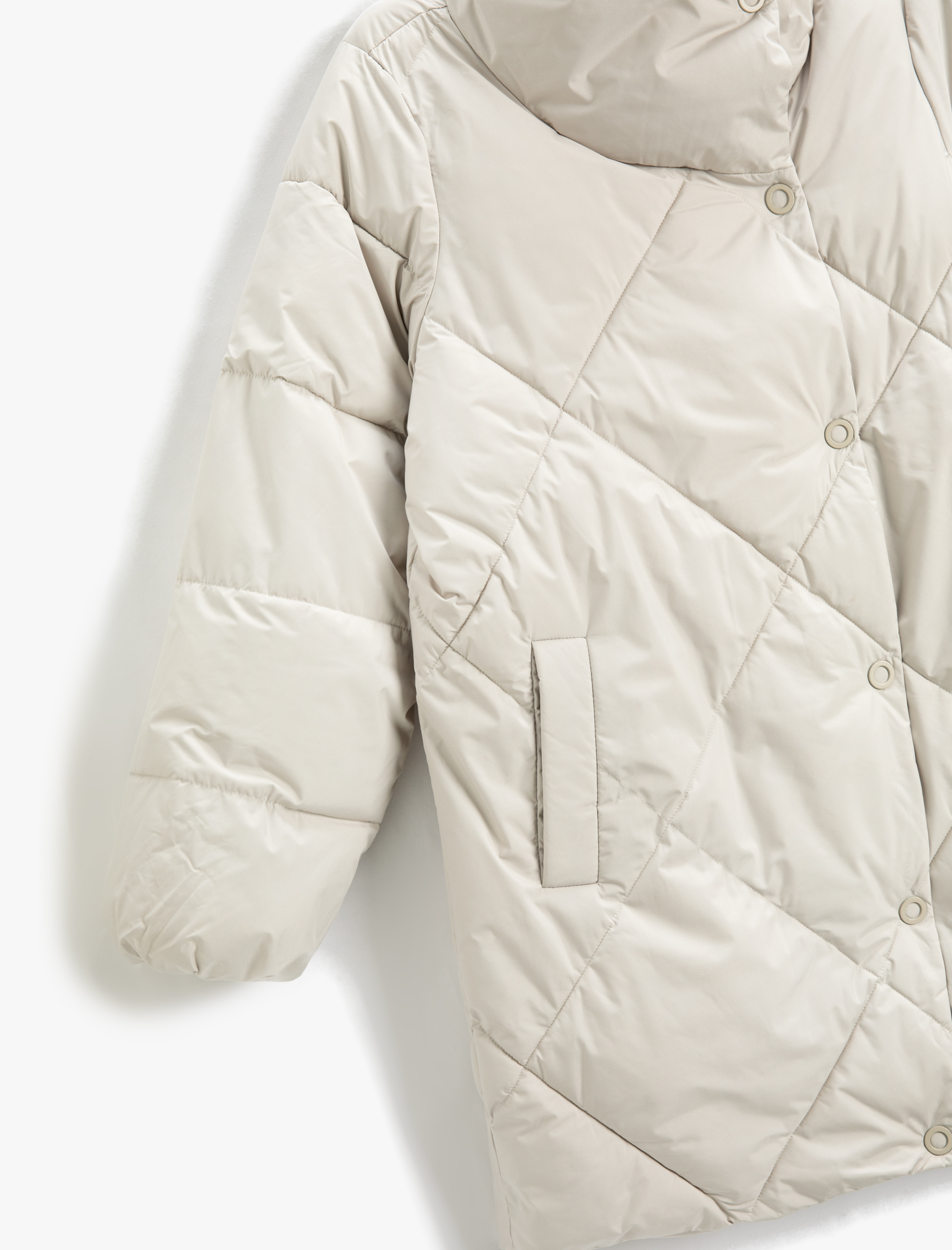 Dik Yaka Şişme Mont Çıtçıtlı