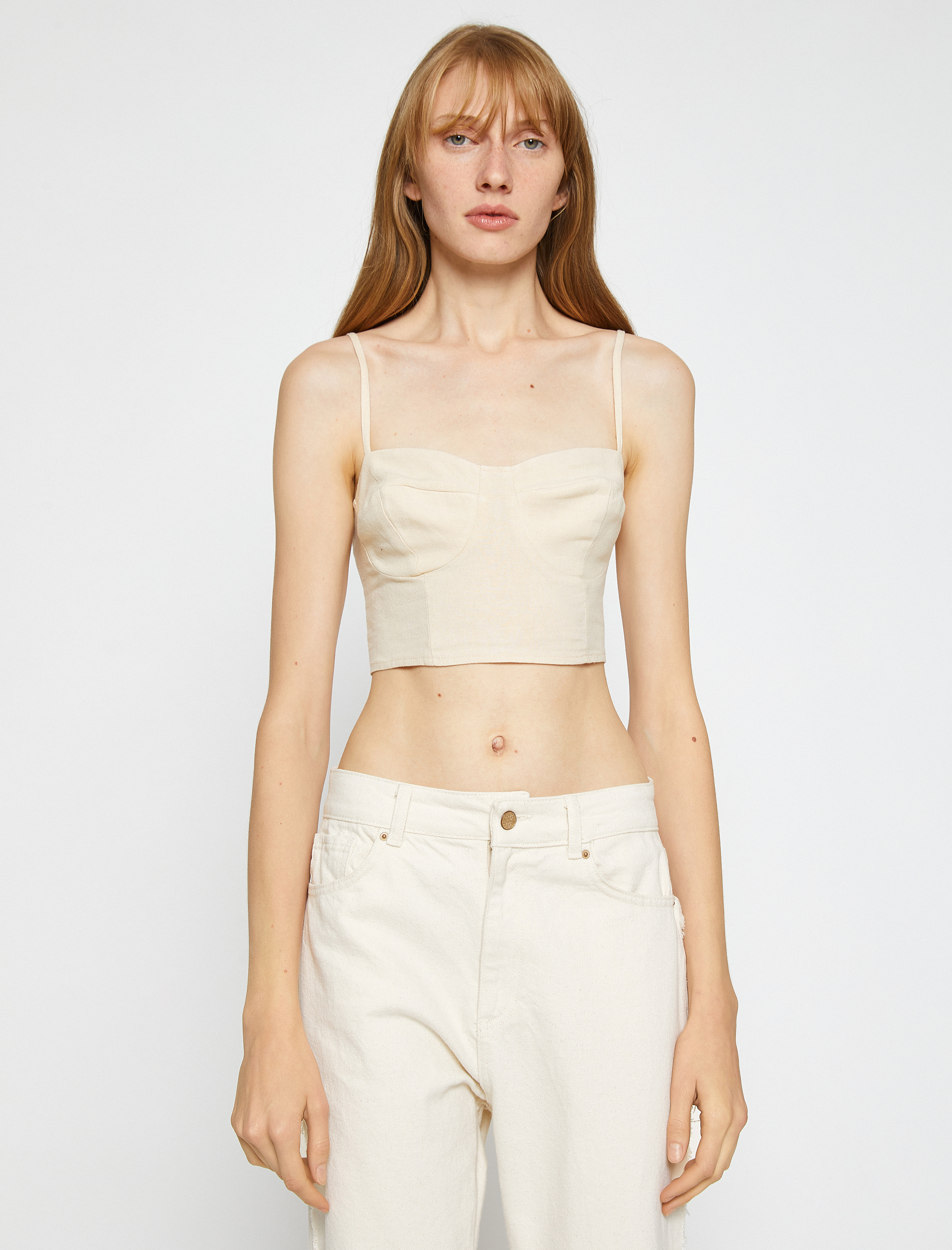   Askılı Büstiyer Keten Karışımlı