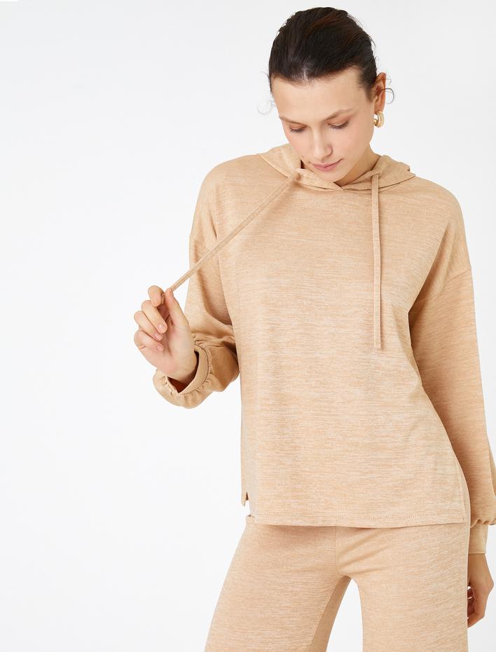  Kapüşonlu Sweatshirt Uzun Kollu