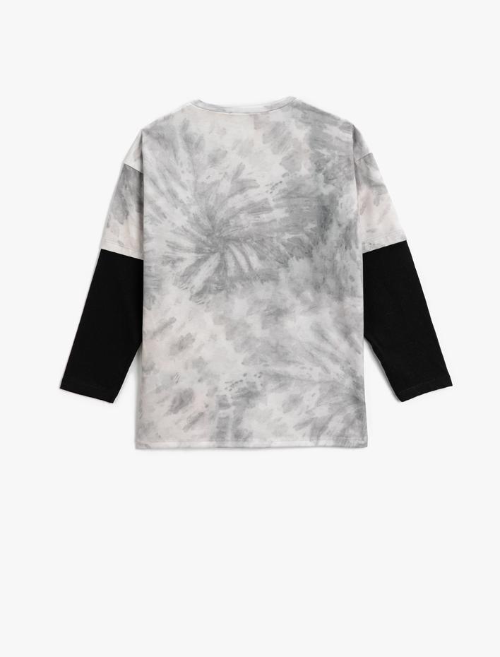 Erkek Çocuk Batik Desenli Tişört Baskılı Uzun Kollu