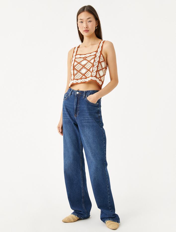  Kroşe Büstiyer Kare Yaka Askılı