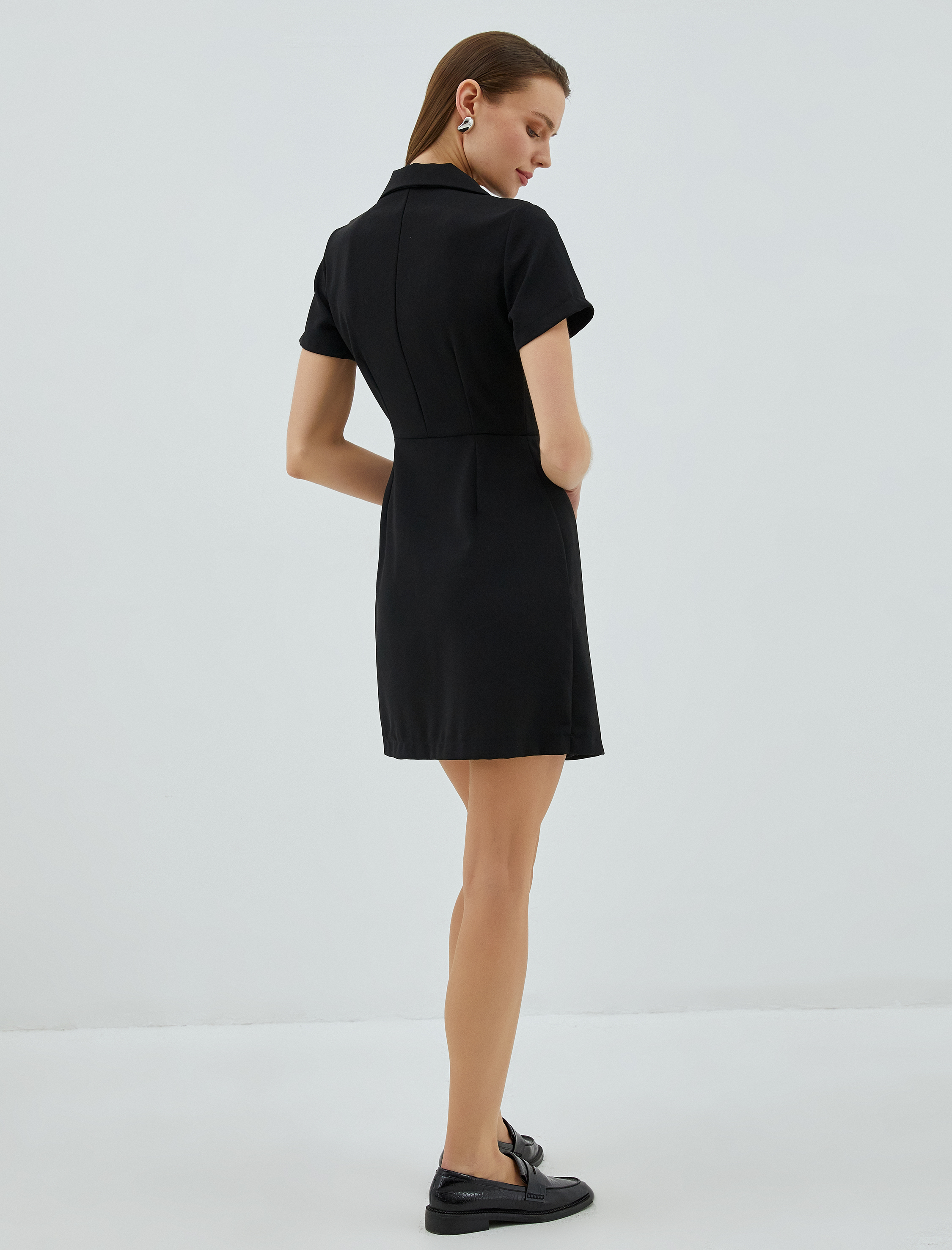 Ceket Elbise Kısa Kollu Kruvaze Kemer Detaylı