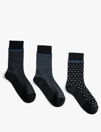 Basic 3'lü Soket Çorap Seti Geometrik Desenli