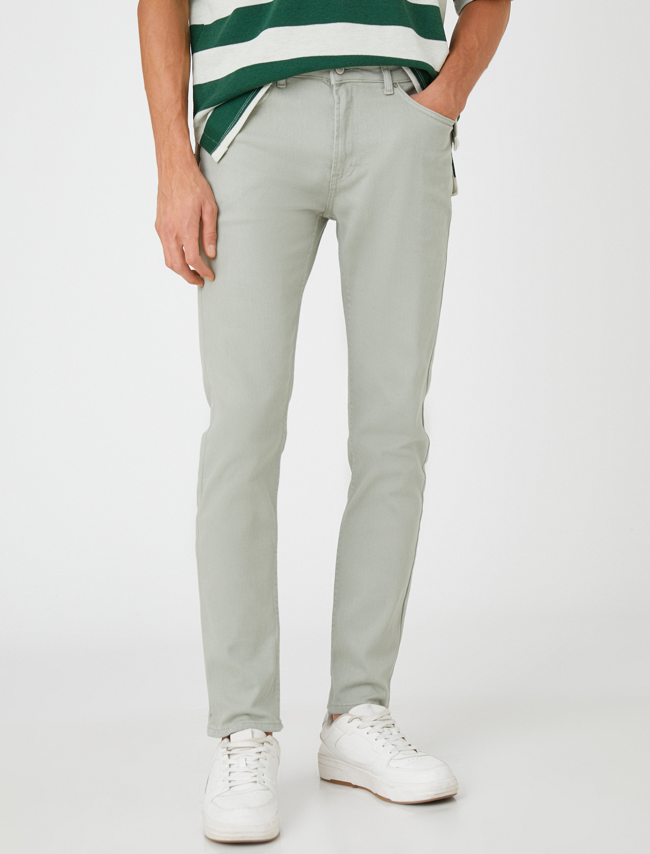   Basic Gabardin Pantolon 5 Cep Düğme Detaylı