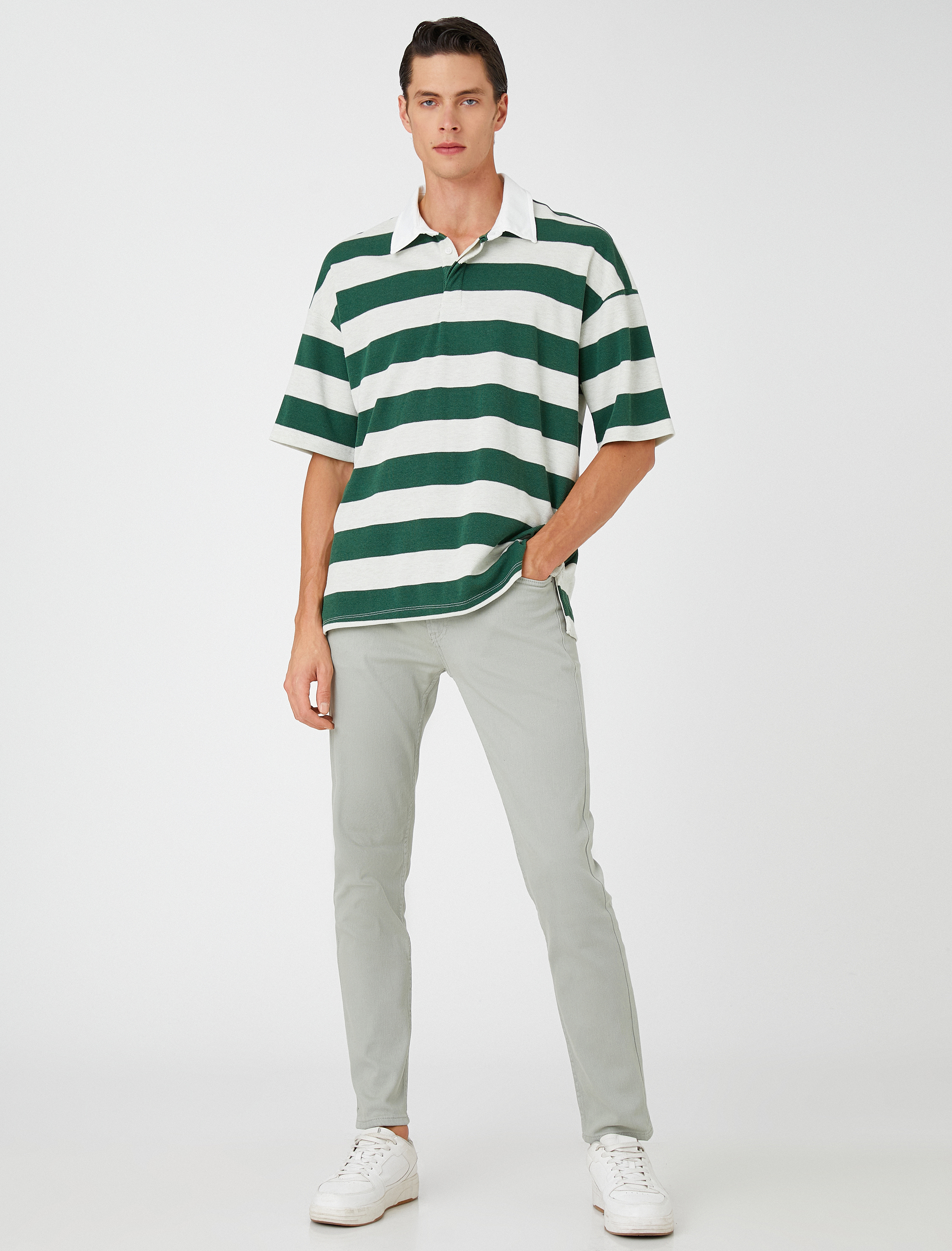   Basic Gabardin Pantolon 5 Cep Düğme Detaylı