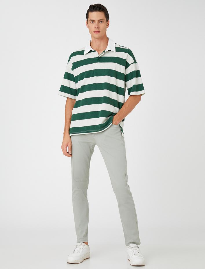  Basic Gabardin Pantolon 5 Cep Düğme Detaylı