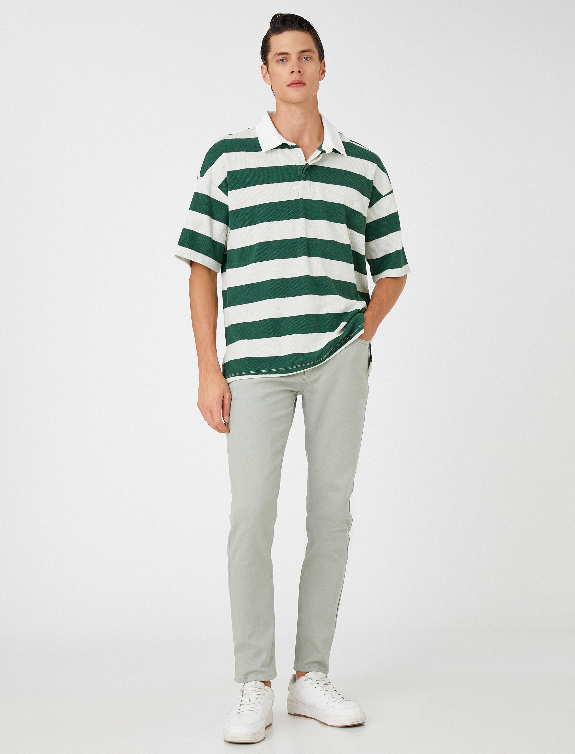   Basic Gabardin Pantolon 5 Cep Düğme Detaylı