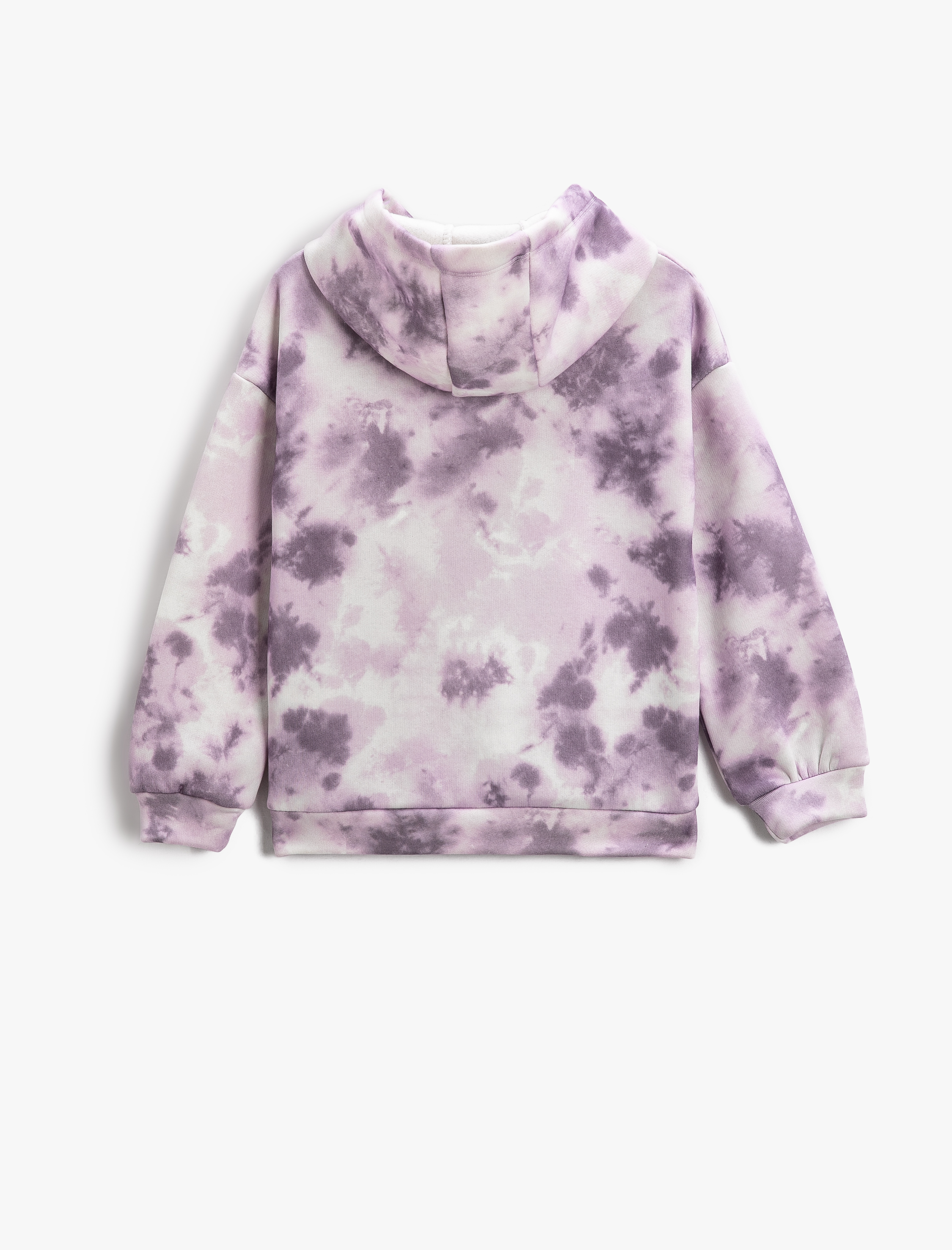 Kız Çocuk Kapşonlu Sweat Batik Desenli Kanguru Cepli