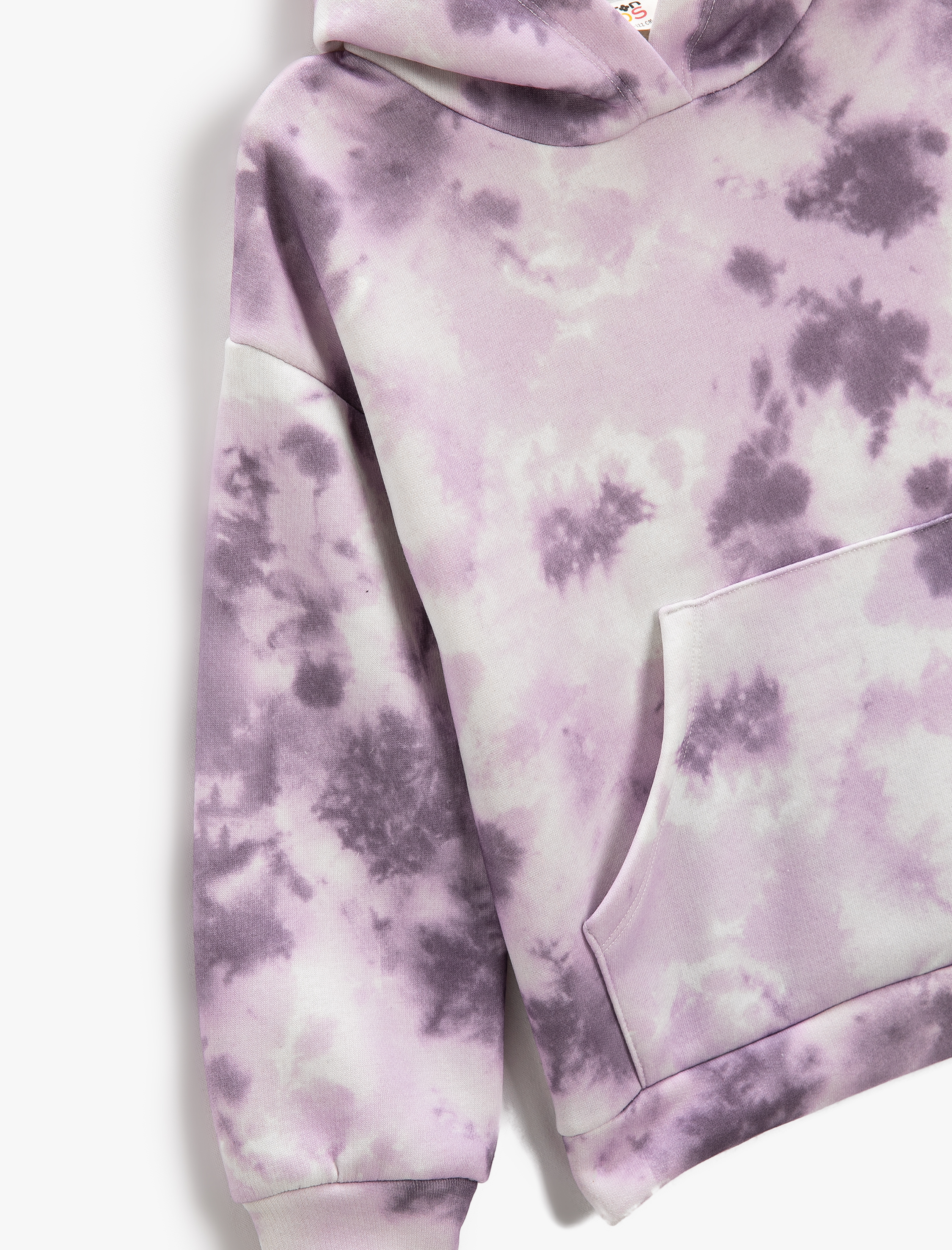 Kız Çocuk Kapşonlu Sweat Batik Desenli Kanguru Cepli