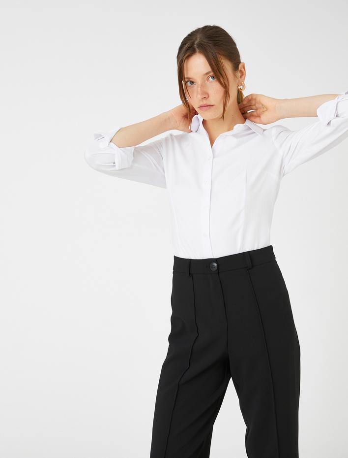  Basic Gömlek Düğmeli Uzun Kollu