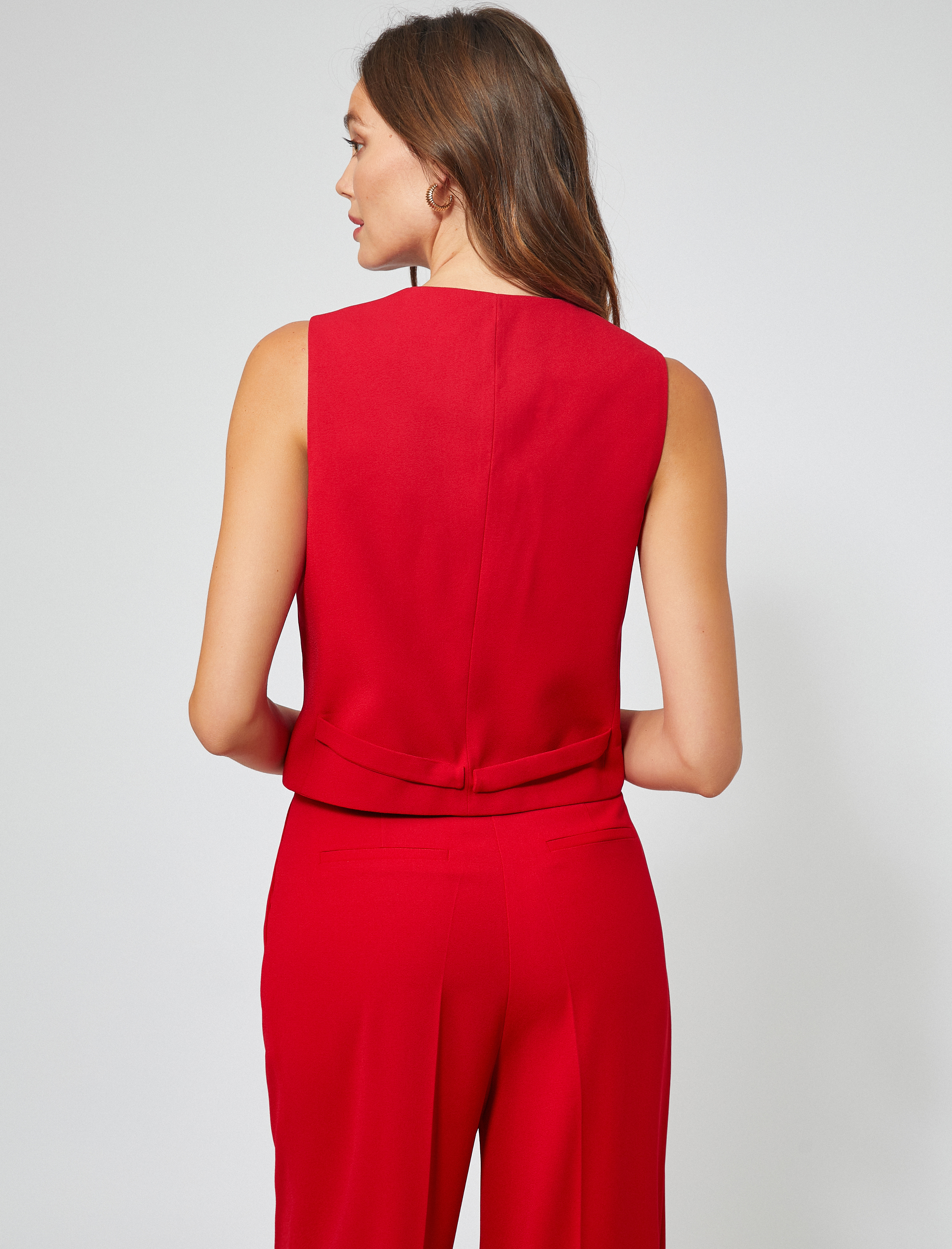   Crop Blazer Yelek Metal Gold Düğmeli Cep Detaylı