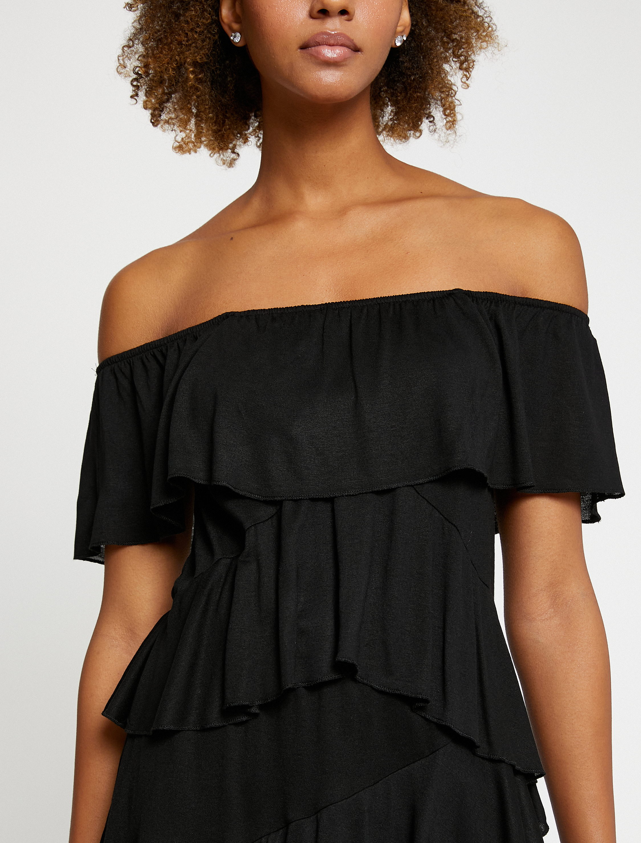   Mini Tulum Omzu Açık Fırfır Detaylı