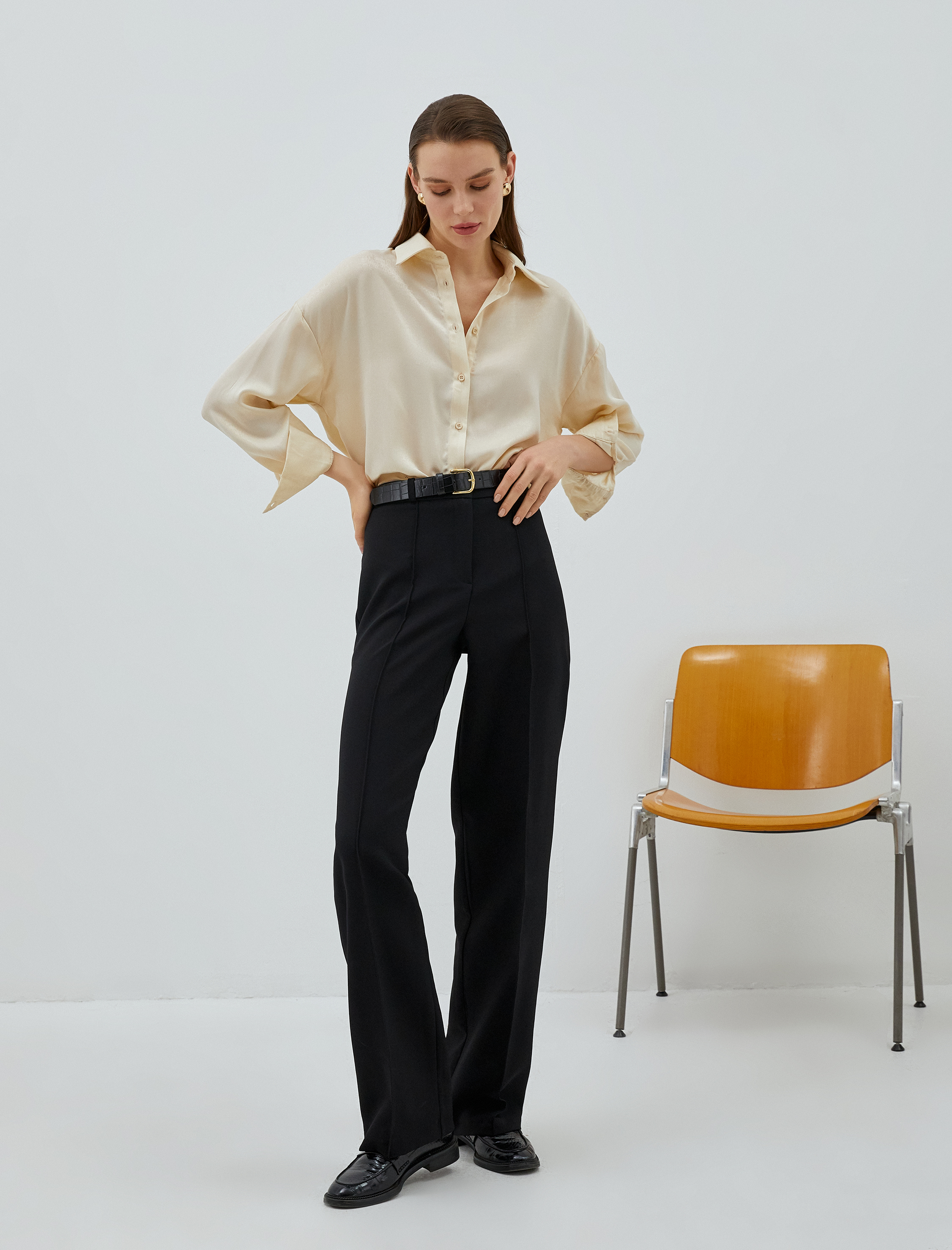   Saten Gömlek Relax Fit Uzun Kollu