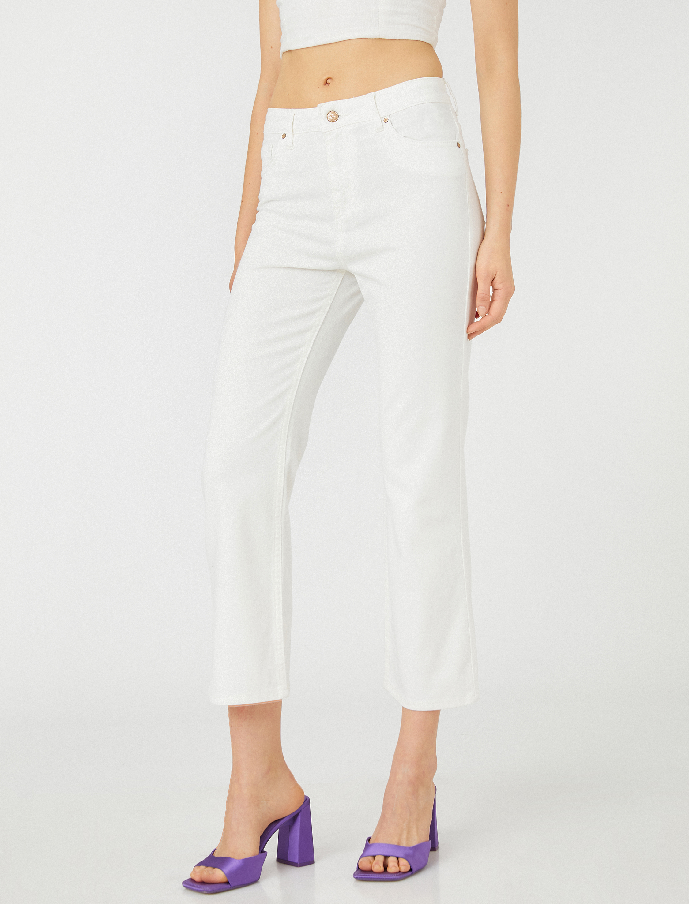   Dar Kesim Crop İspanyol Paça Bootcut Jean Pantolon - Kick Flare Jean