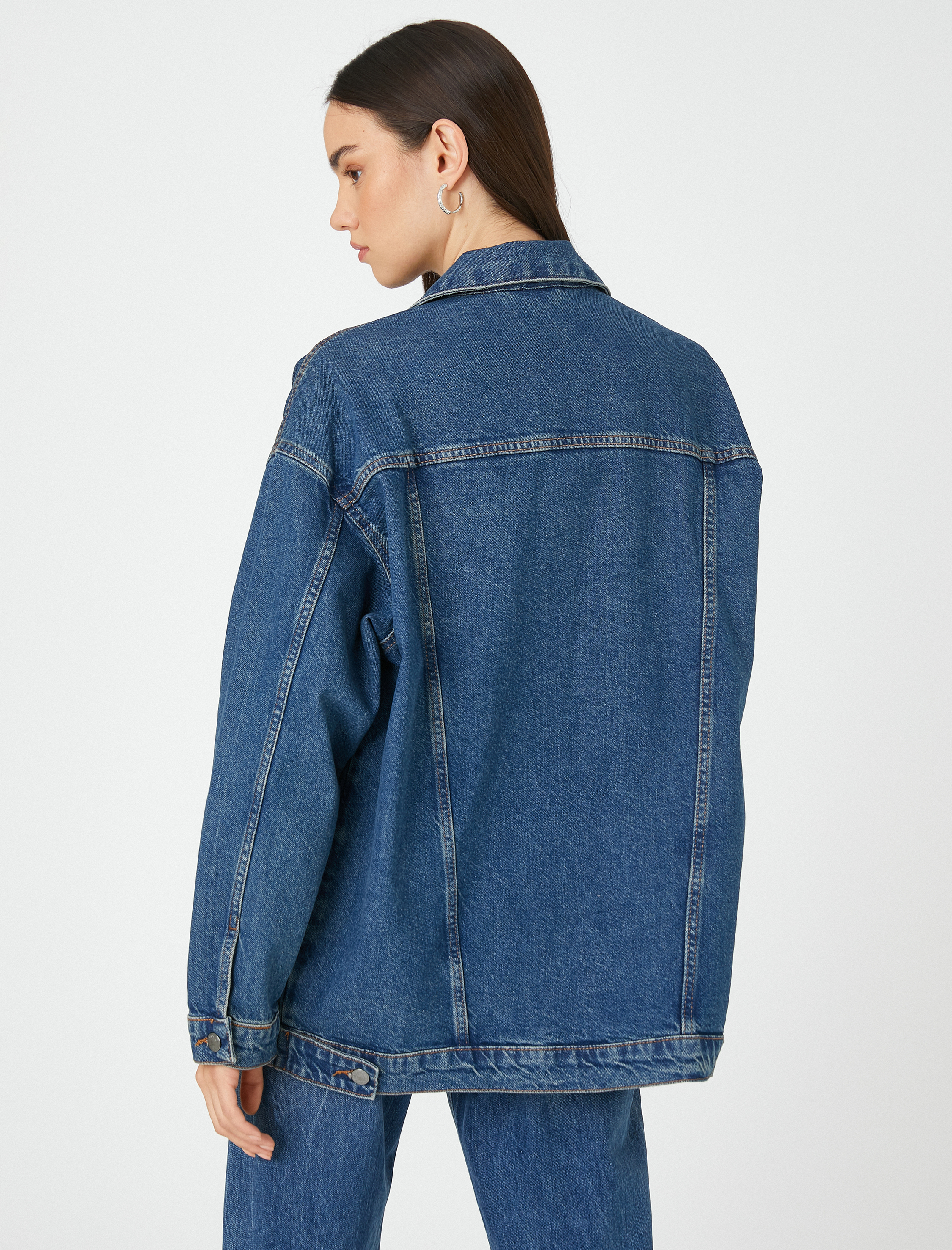   Kot Ceket Uzun Kollu Cep Detaylı Gömlek Yaka