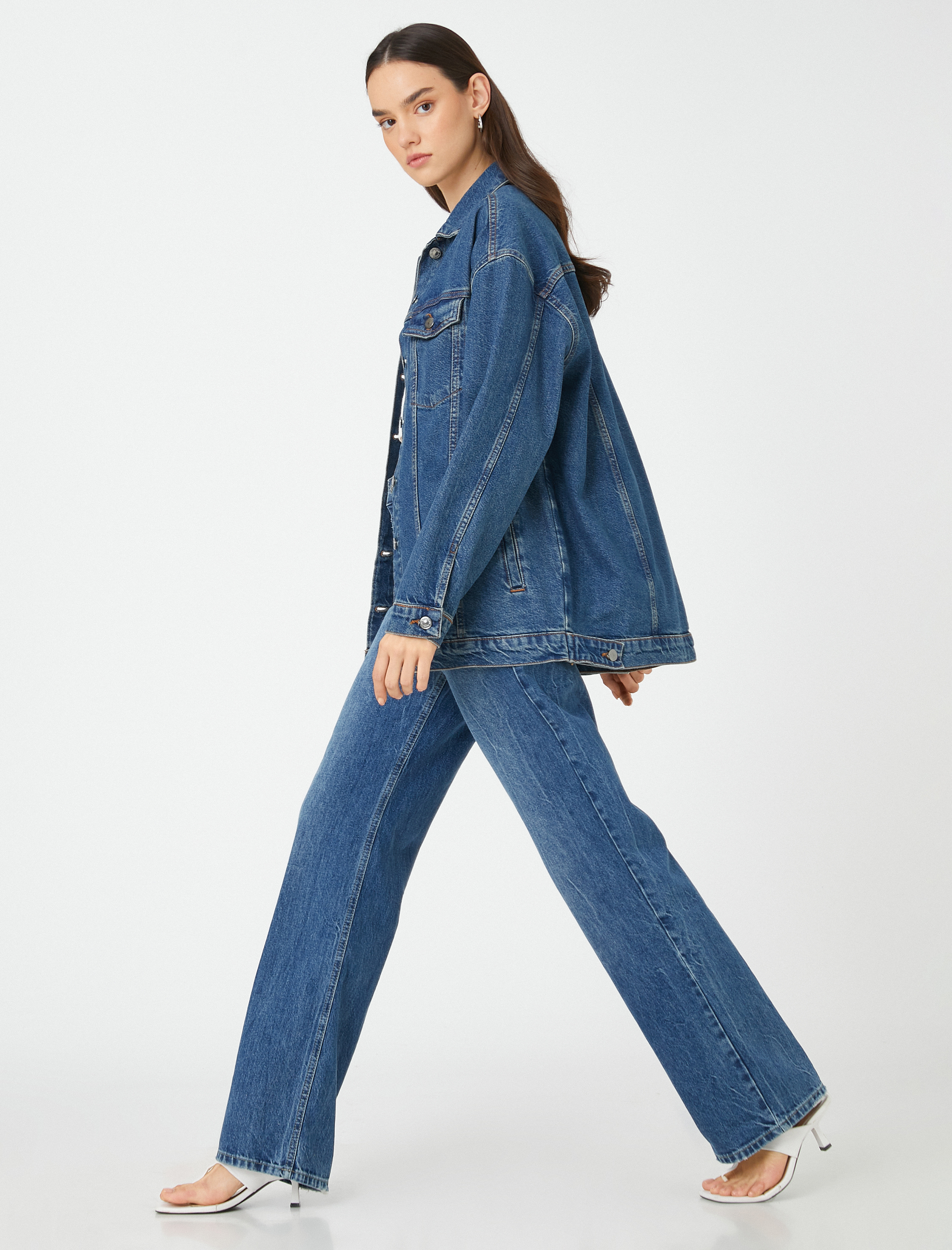   Kot Ceket Uzun Kollu Cep Detaylı Gömlek Yaka