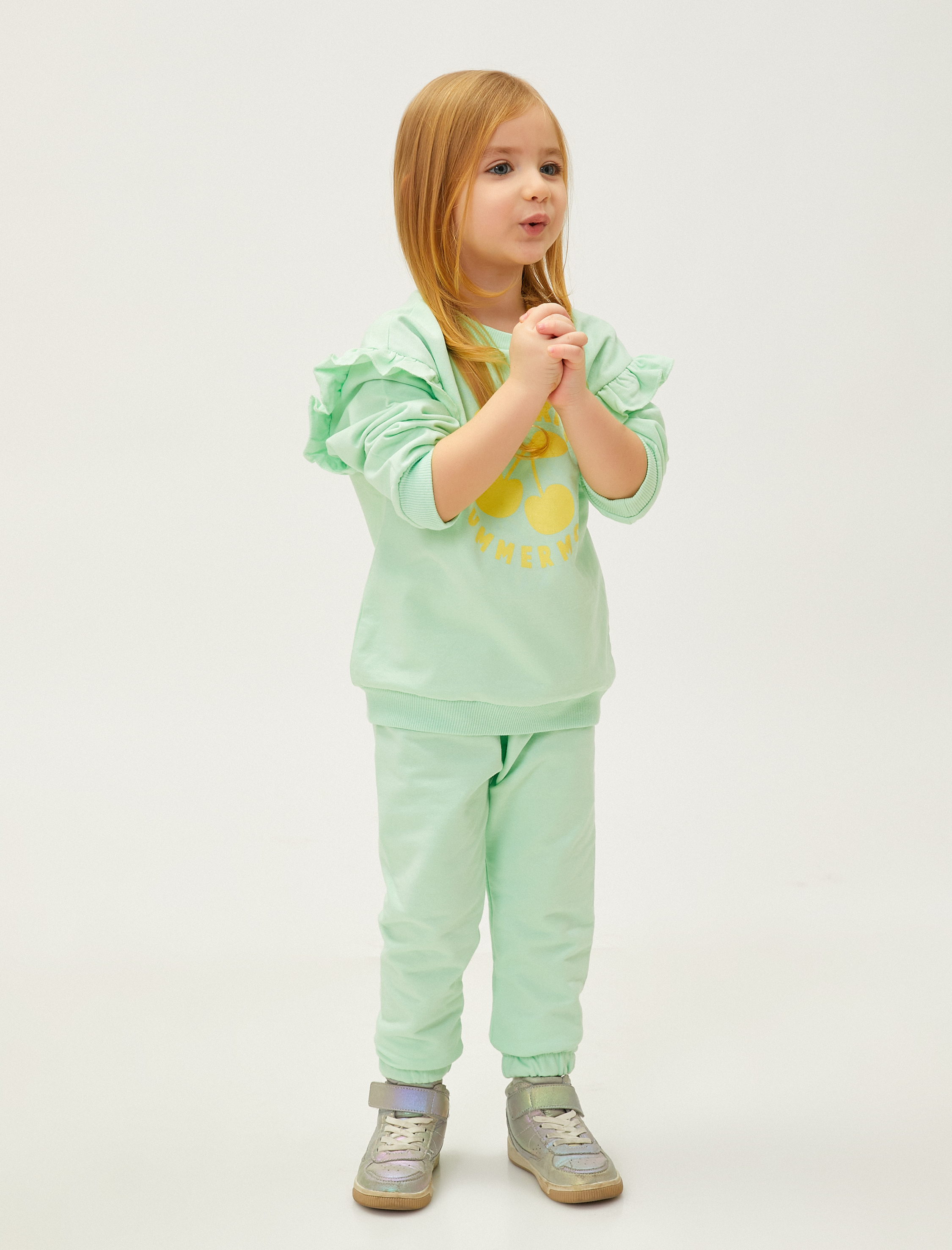  Kız Bebek Basic Jogger Eşofman Altı Beli Büzgülü Lastikli Şardonlu