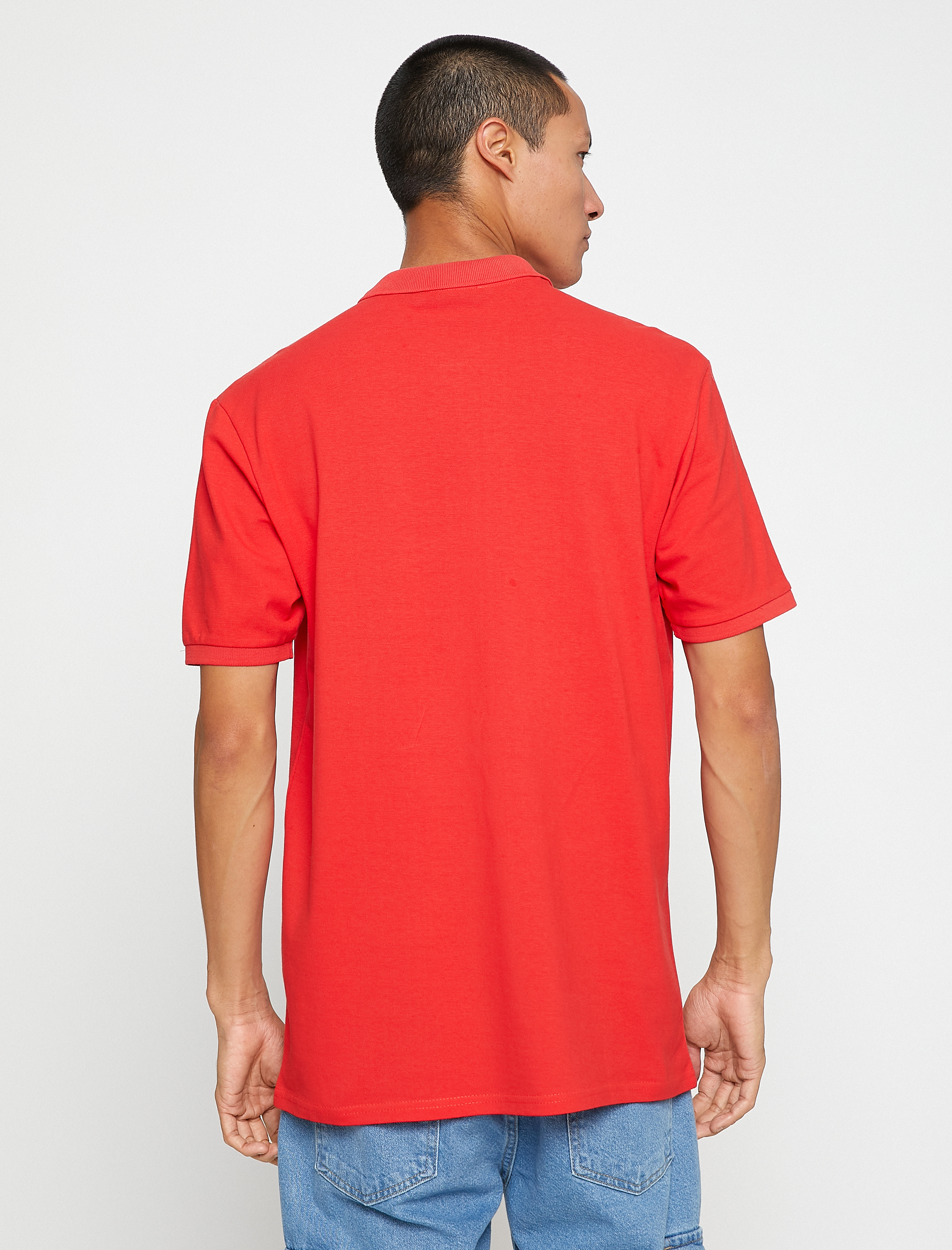   Basic Tişört Polo Yaka Düğmeli Dar Kesim