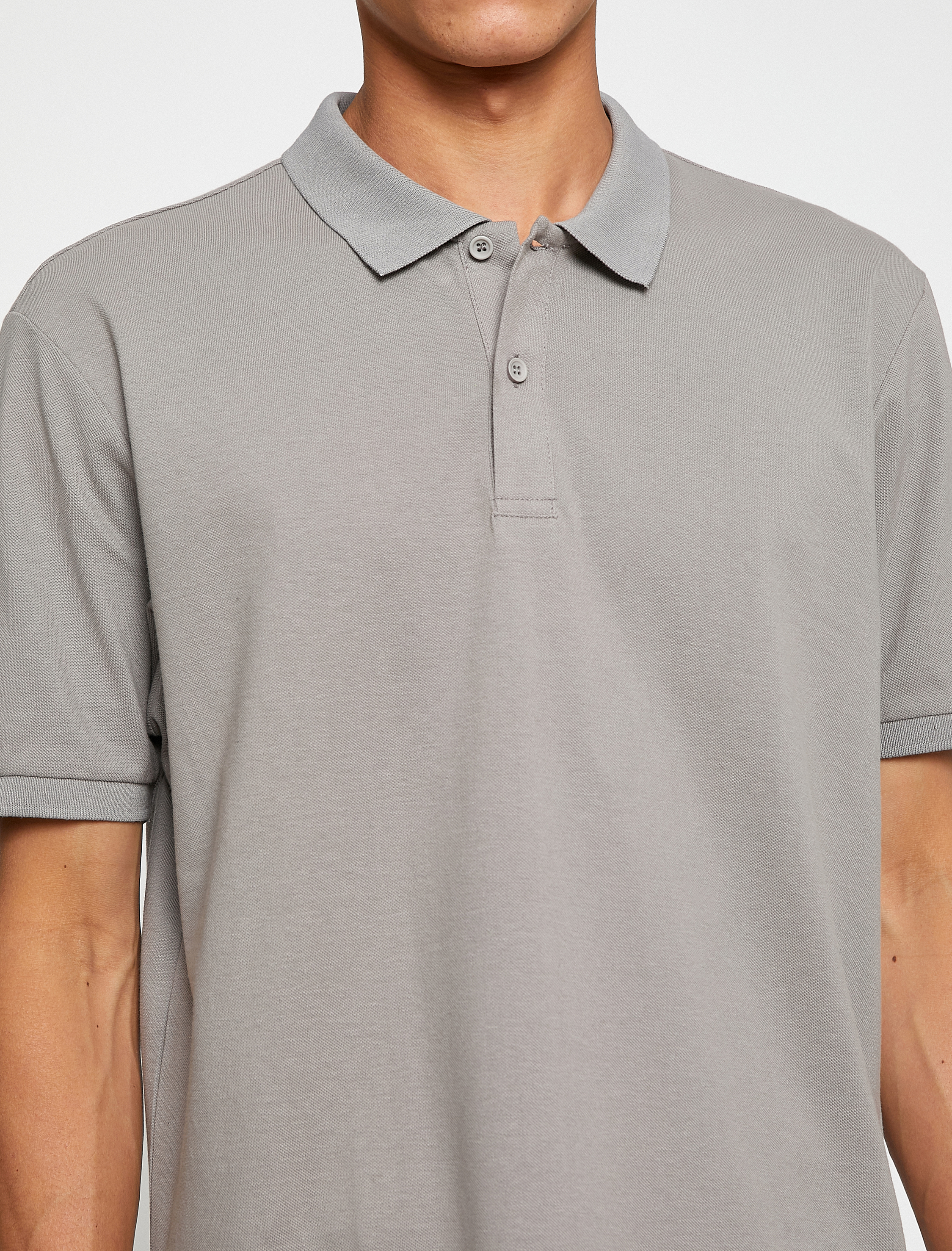   Basic Tişört Polo Yaka Düğmeli Dar Kesim