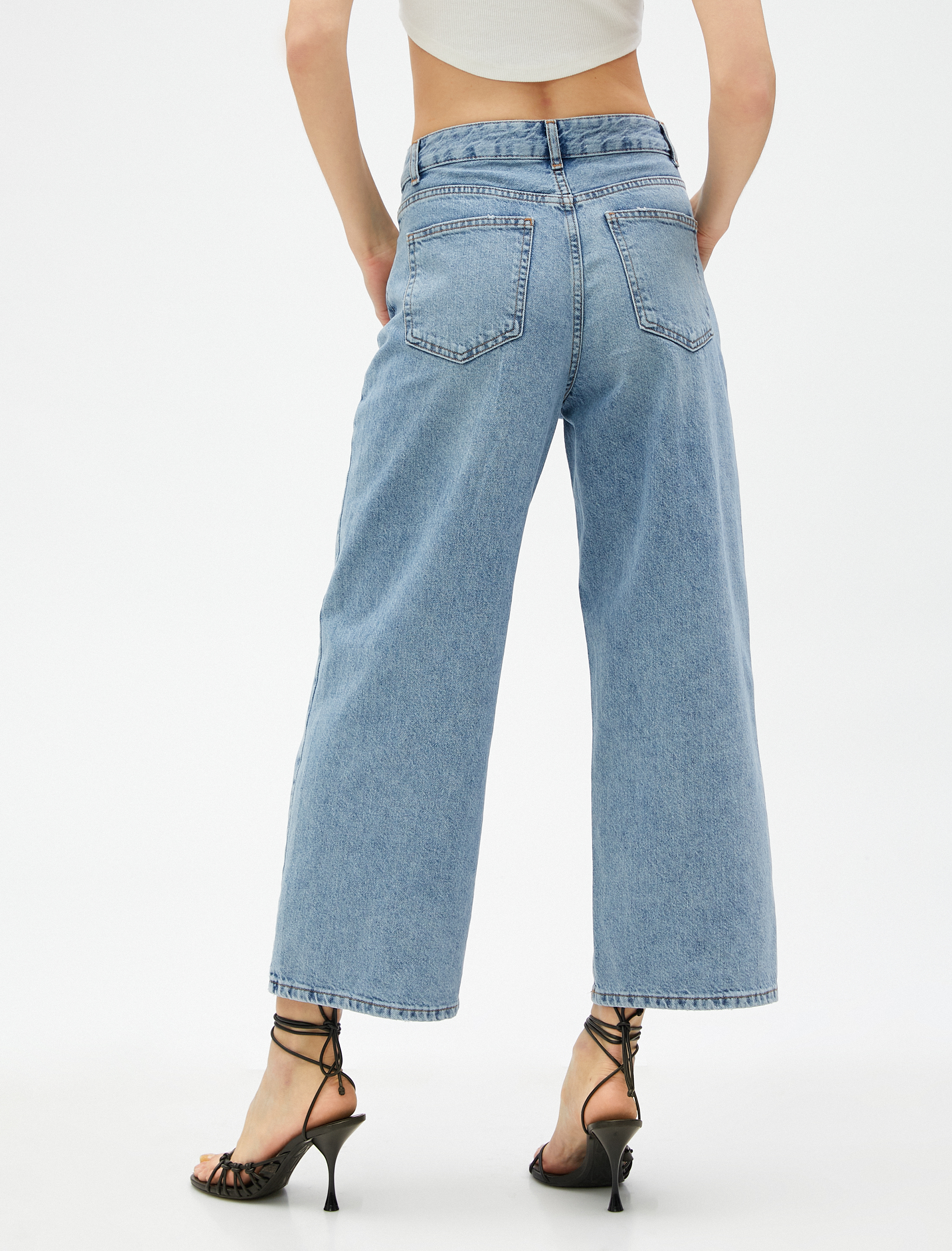 Geniş Crop Paça Kot Pantolon  Yüksek Bel - Bianca Crop Jean