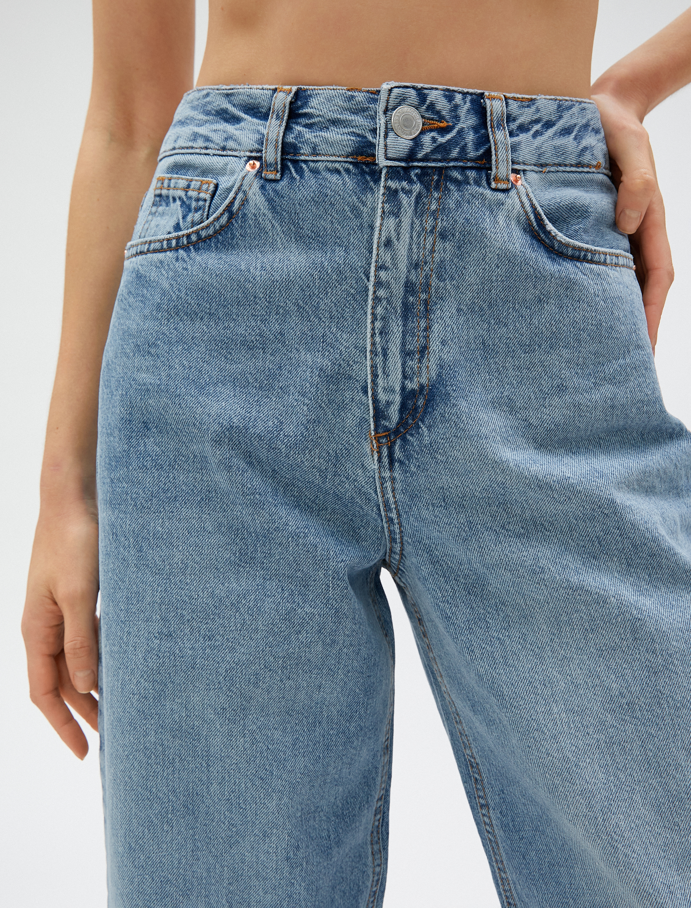 Geniş Crop Paça Kot Pantolon  Yüksek Bel - Bianca Crop Jean