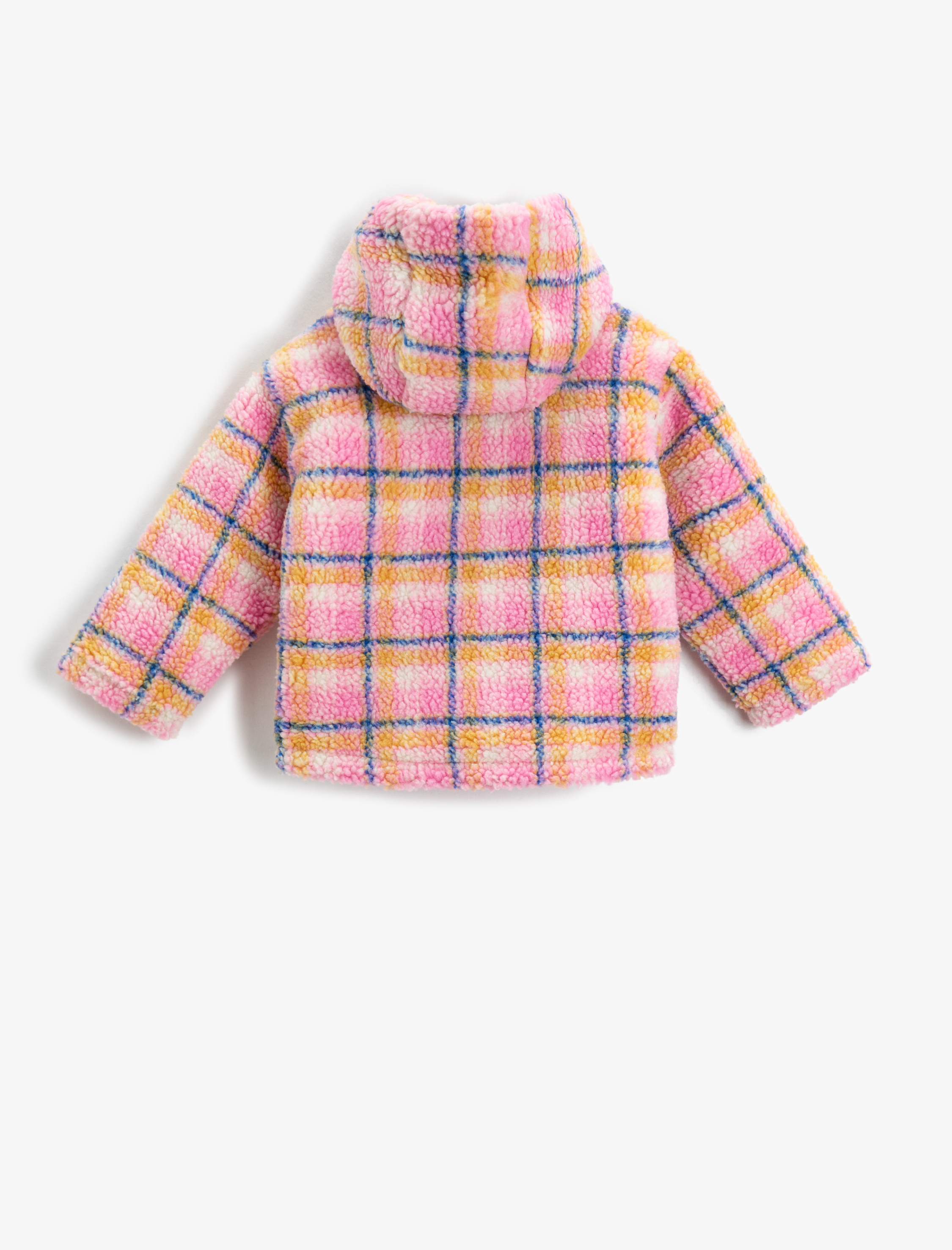  Kız Bebek Peluş Ceket Kapüşonlu Cepli Düğmeli