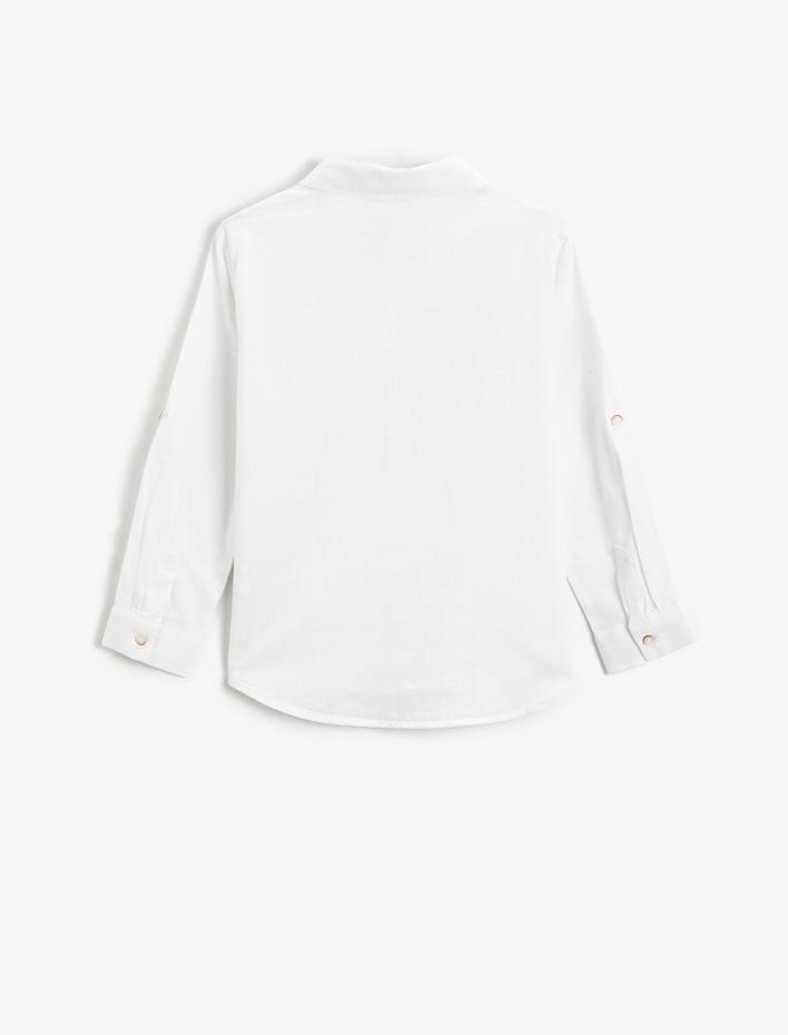 Erkek Çocuk Uzun Kollu Basic Gömlek Tek Cepli Pamuklu