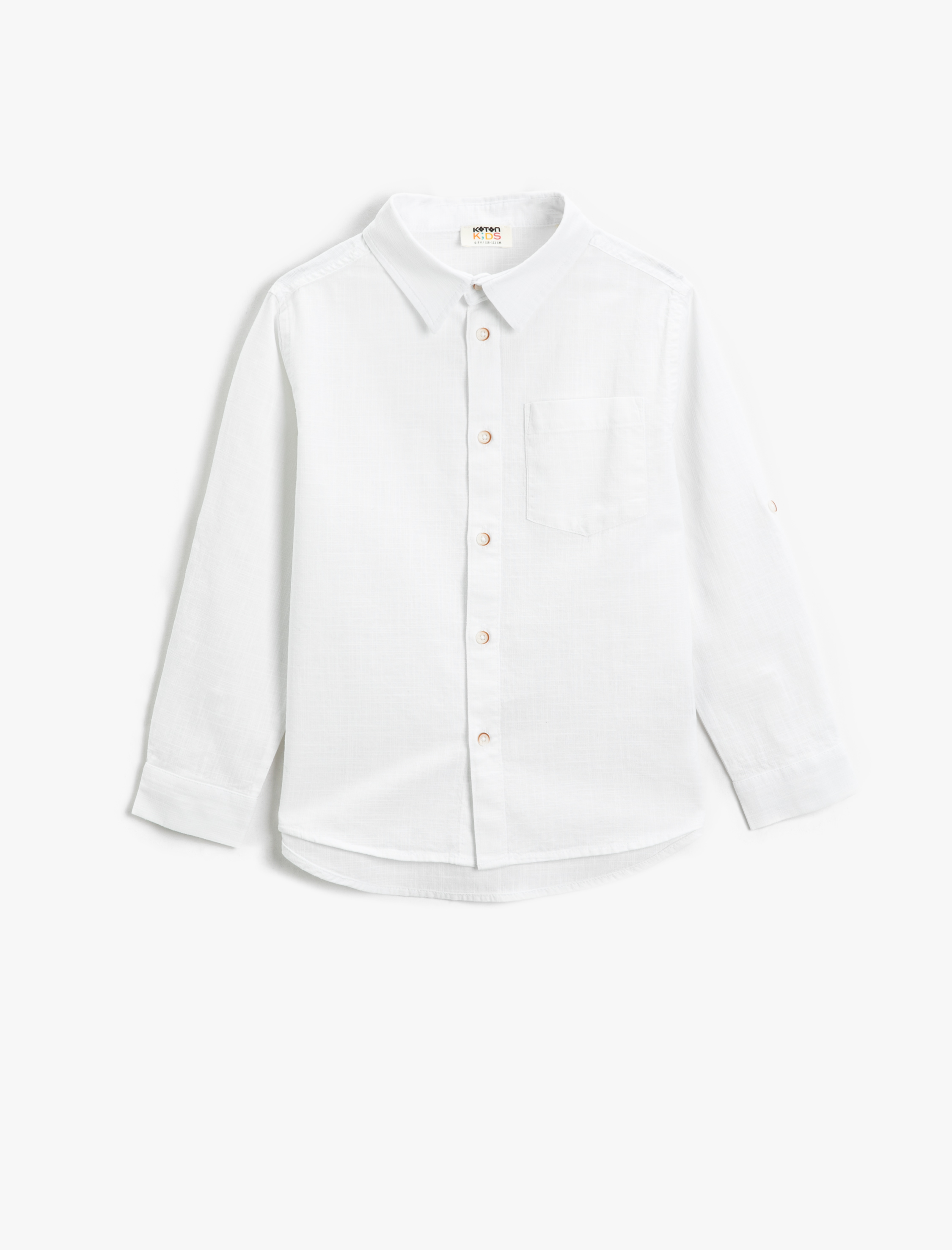  Erkek Çocuk Uzun Kollu Basic Gömlek Tek Cepli Pamuklu