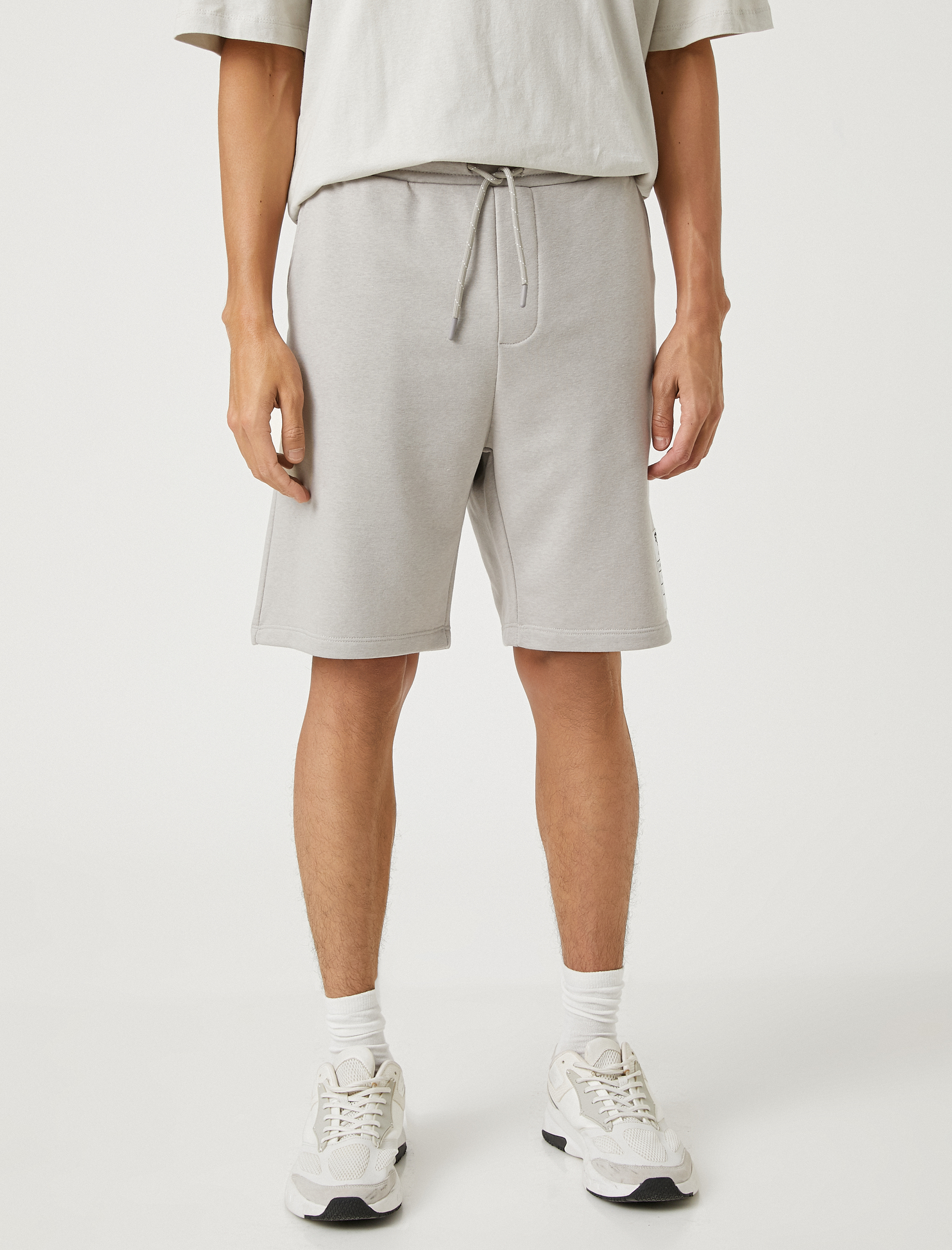   Basic Şort Beli Bağcıklı Slogan Etiket Baskılı Cepli