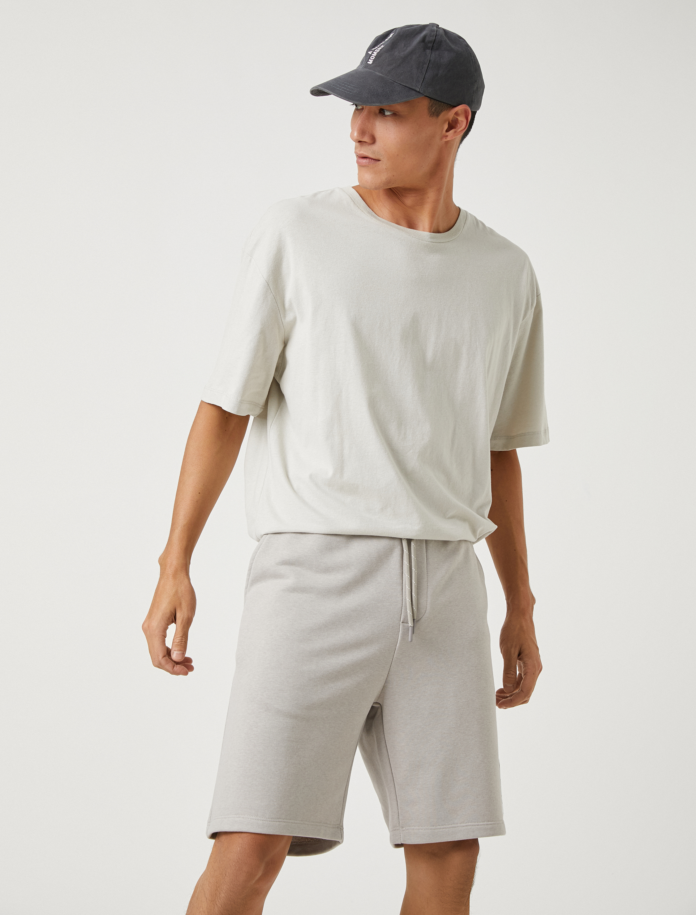   Basic Şort Beli Bağcıklı Slogan Etiket Baskılı Cepli