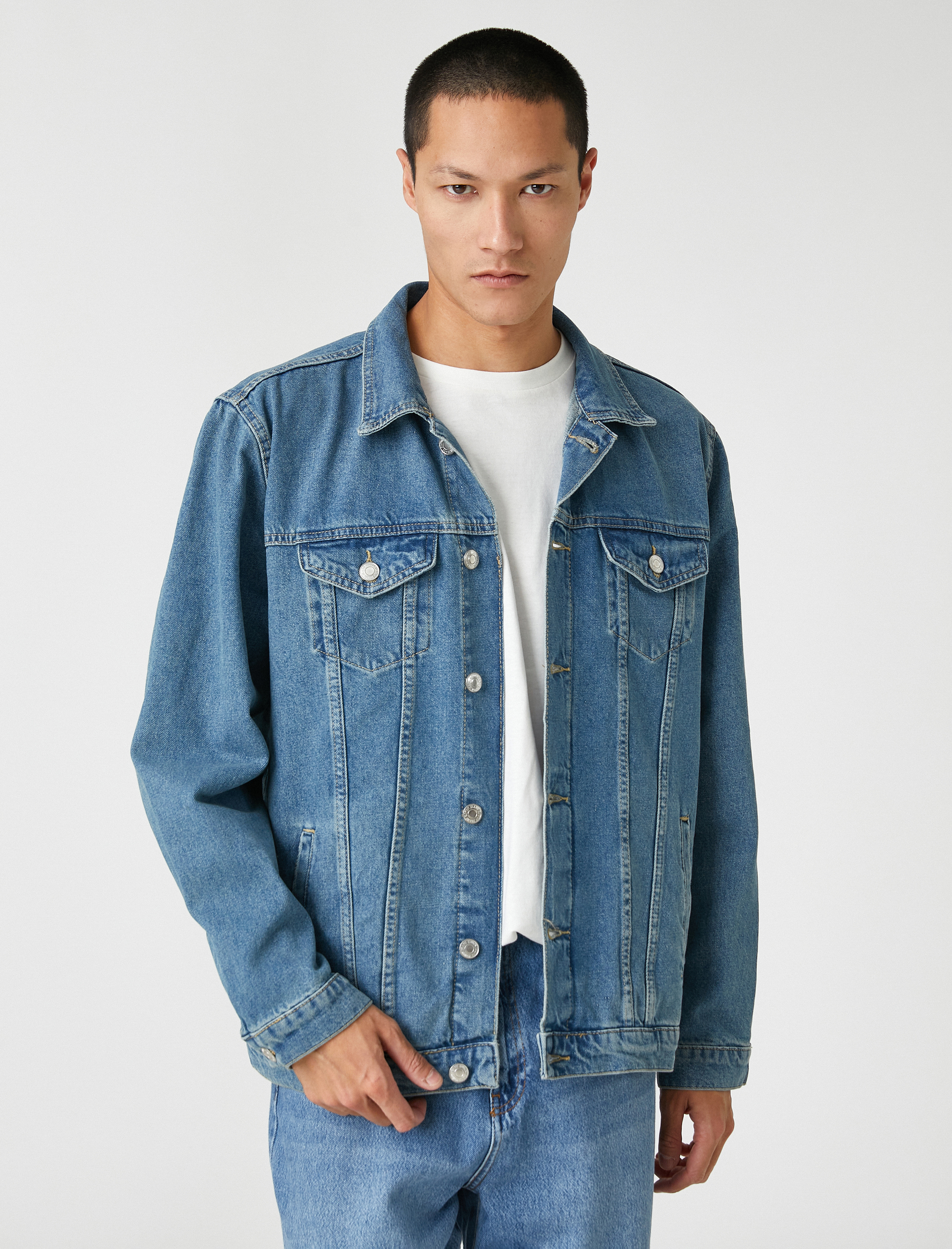   Basic Kot Ceket Düğme Detaylı Cepli Klasik Yaka