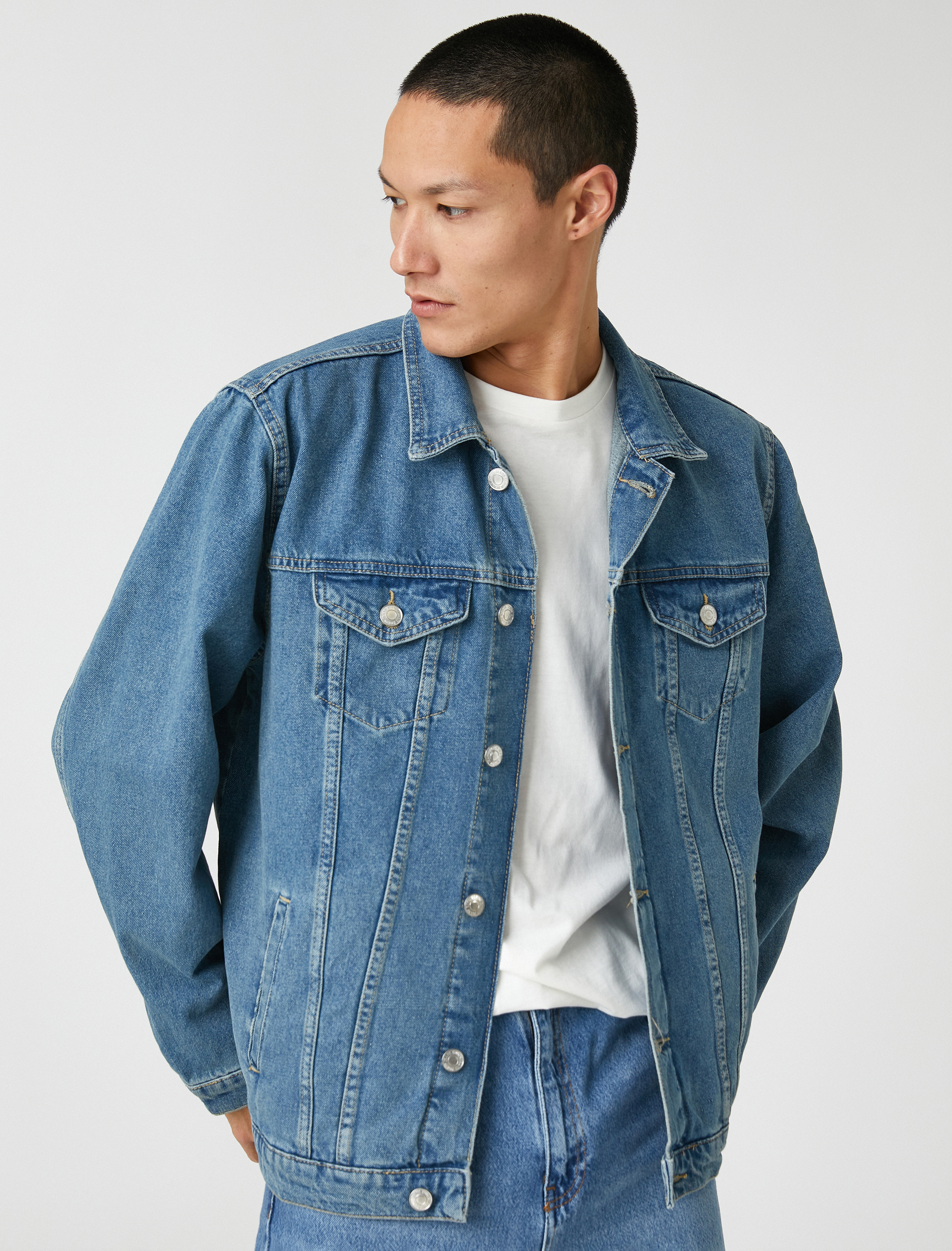   Basic Kot Ceket Düğme Detaylı Cepli Klasik Yaka