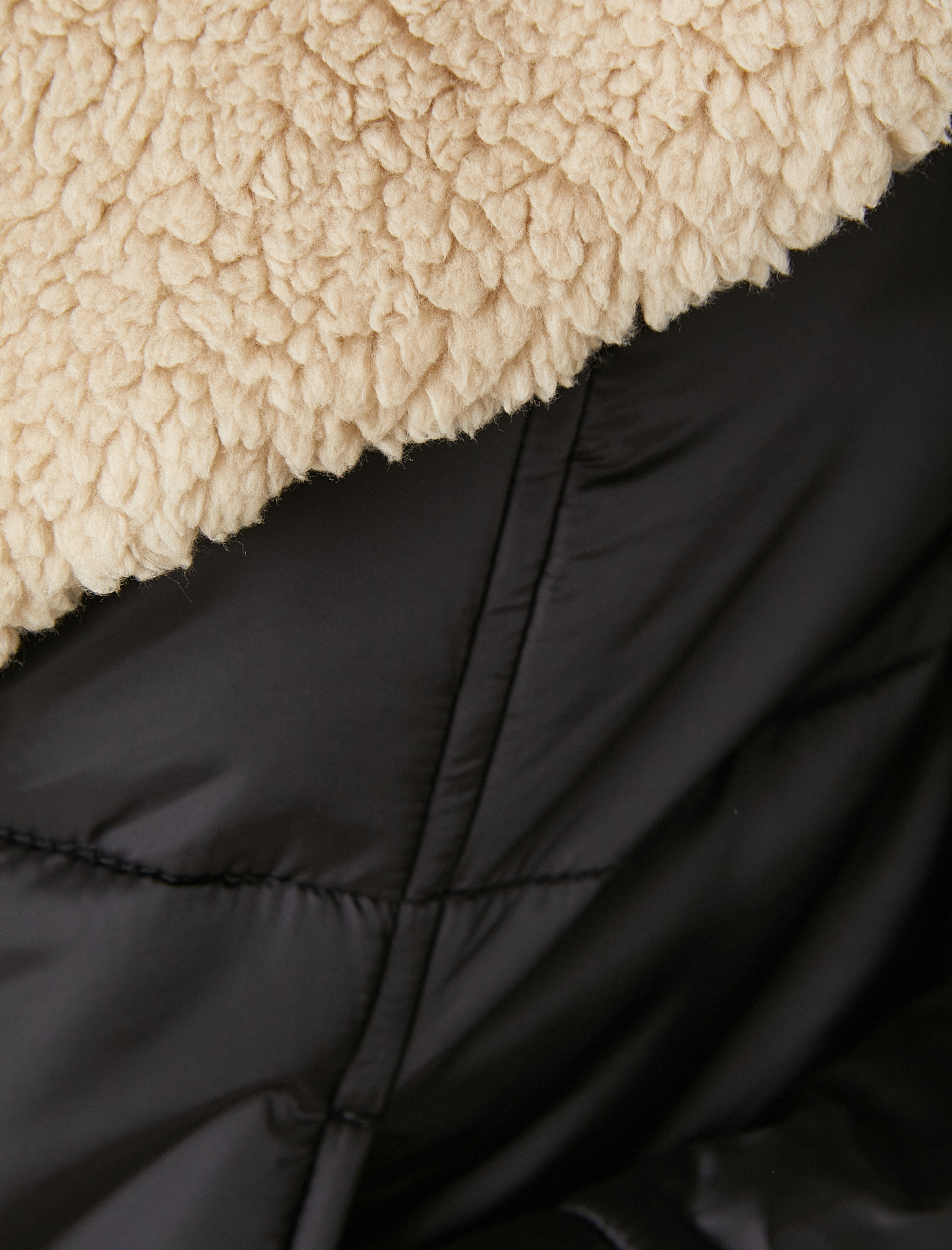   Biker Ceket Şişme Suni Kürklü Yaka Cep Detaylı Tokalı