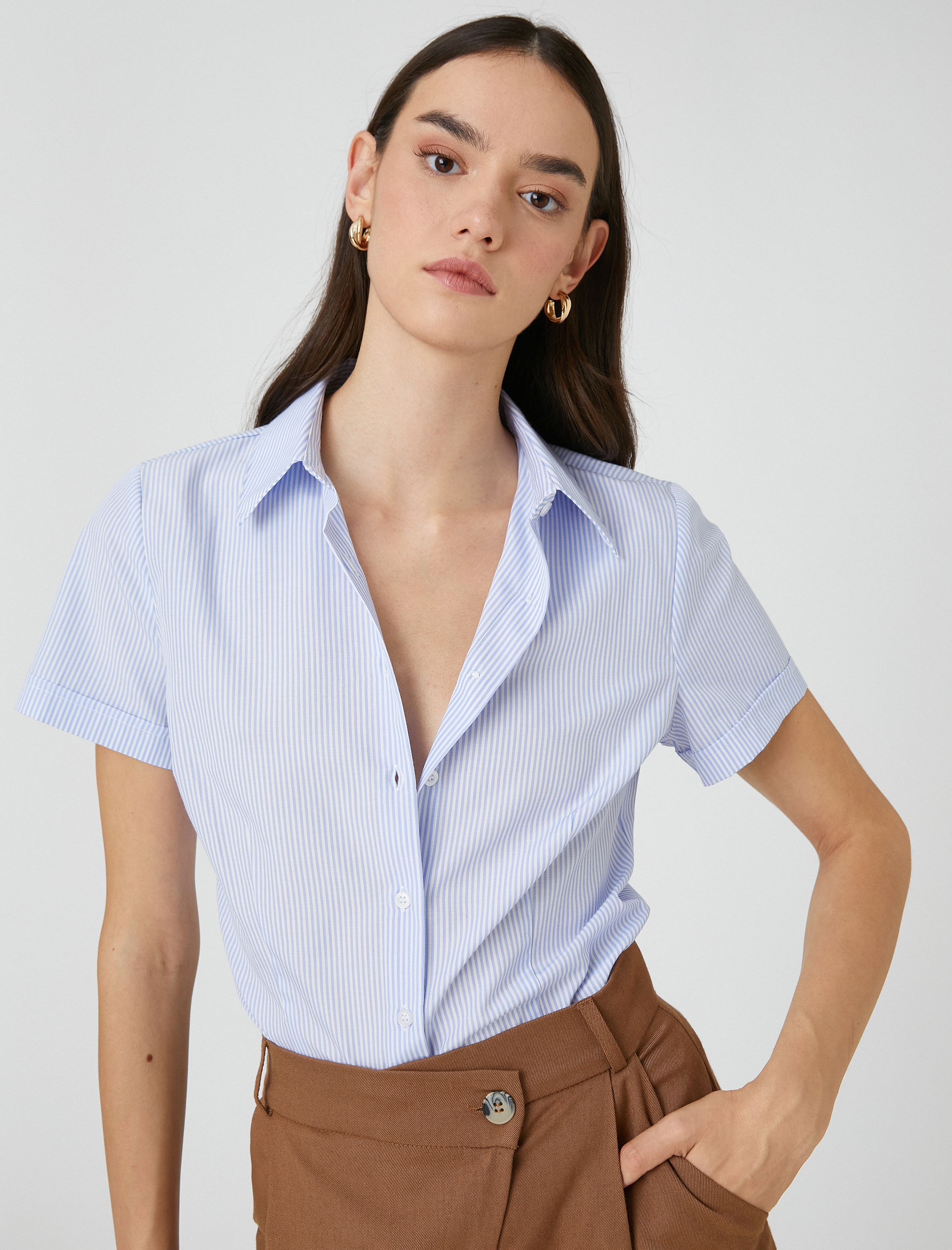   Kısa Kollu Basic Gömlek Dar Kesim