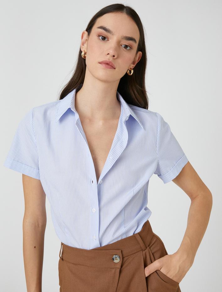  Kısa Kollu Basic Gömlek Dar Kesim