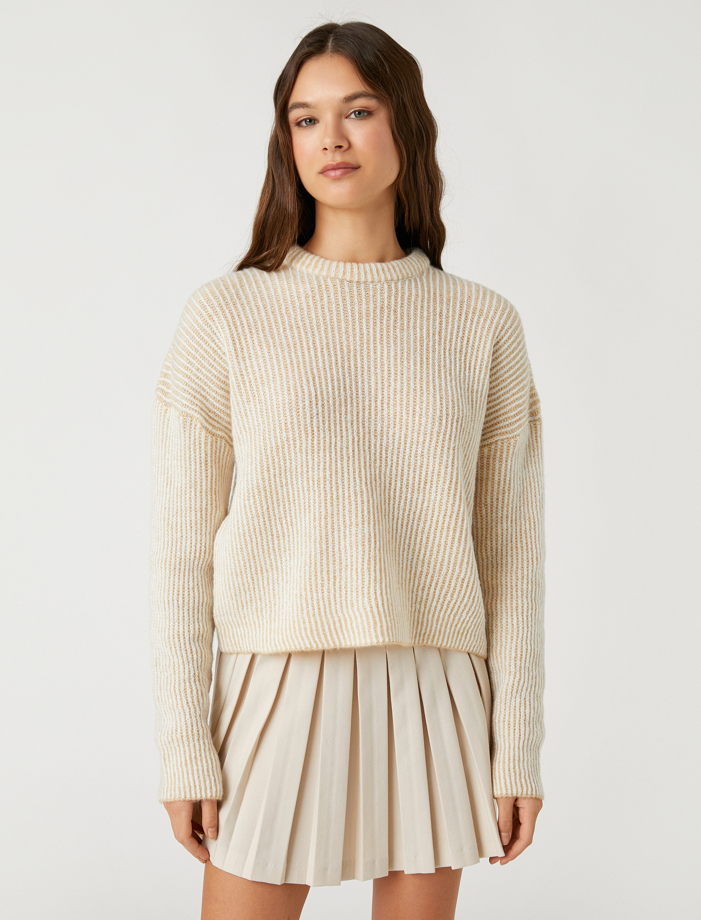   Örgü Triko Kazak Bisiklet Yaka Uzun Kollu