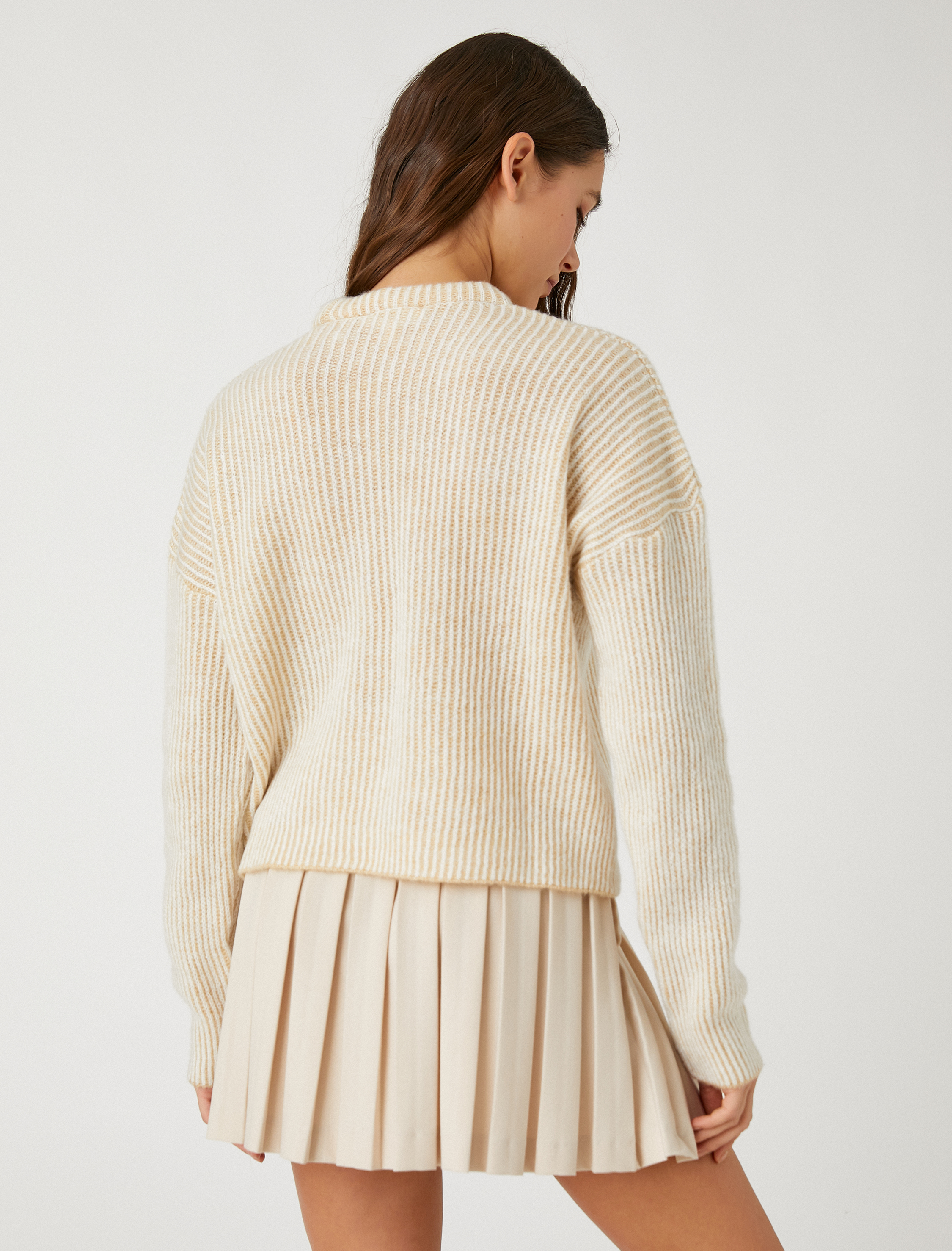   Örgü Triko Kazak Bisiklet Yaka Uzun Kollu