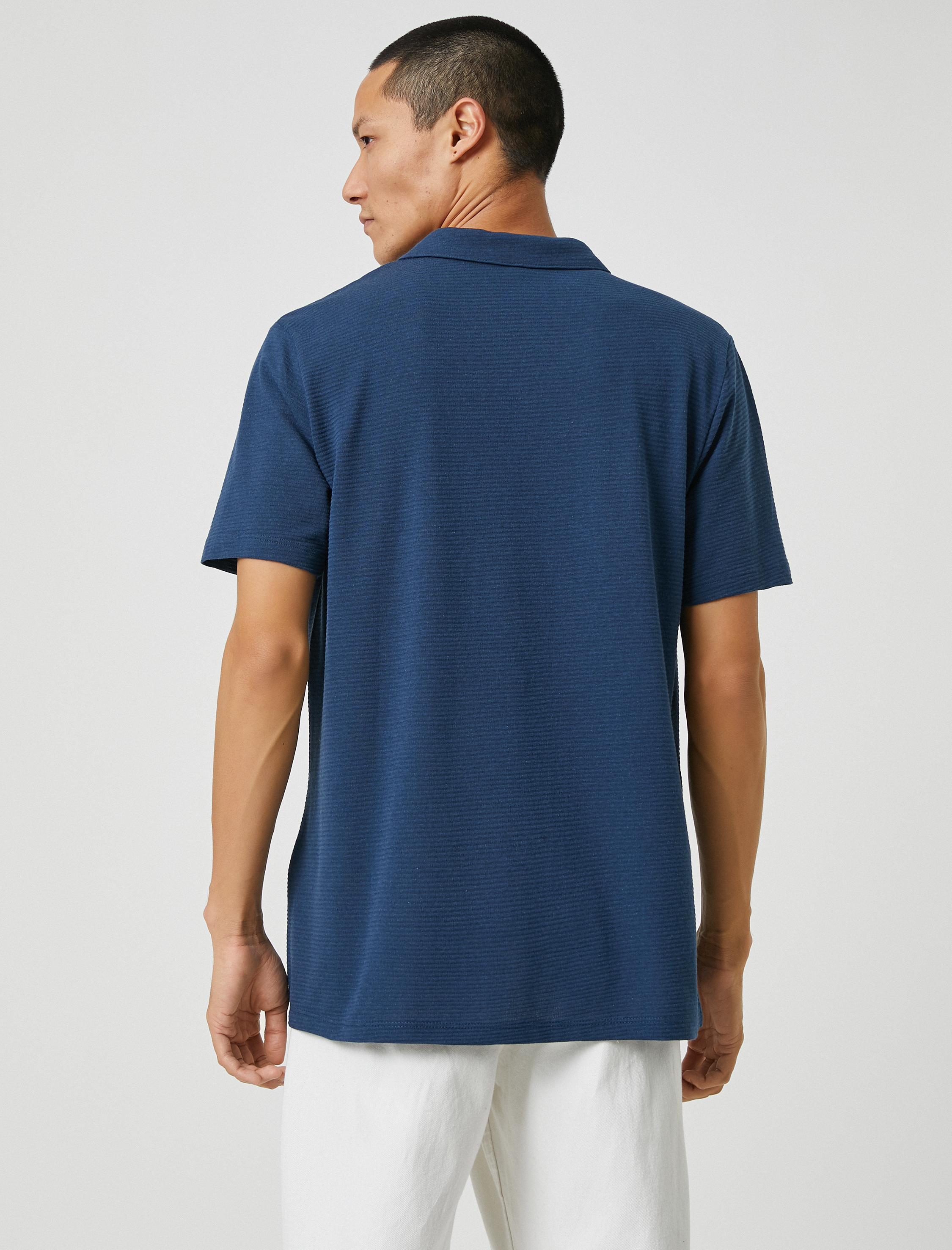   Basic Tişört Polo Yaka Düğmeli Kısa Kollu