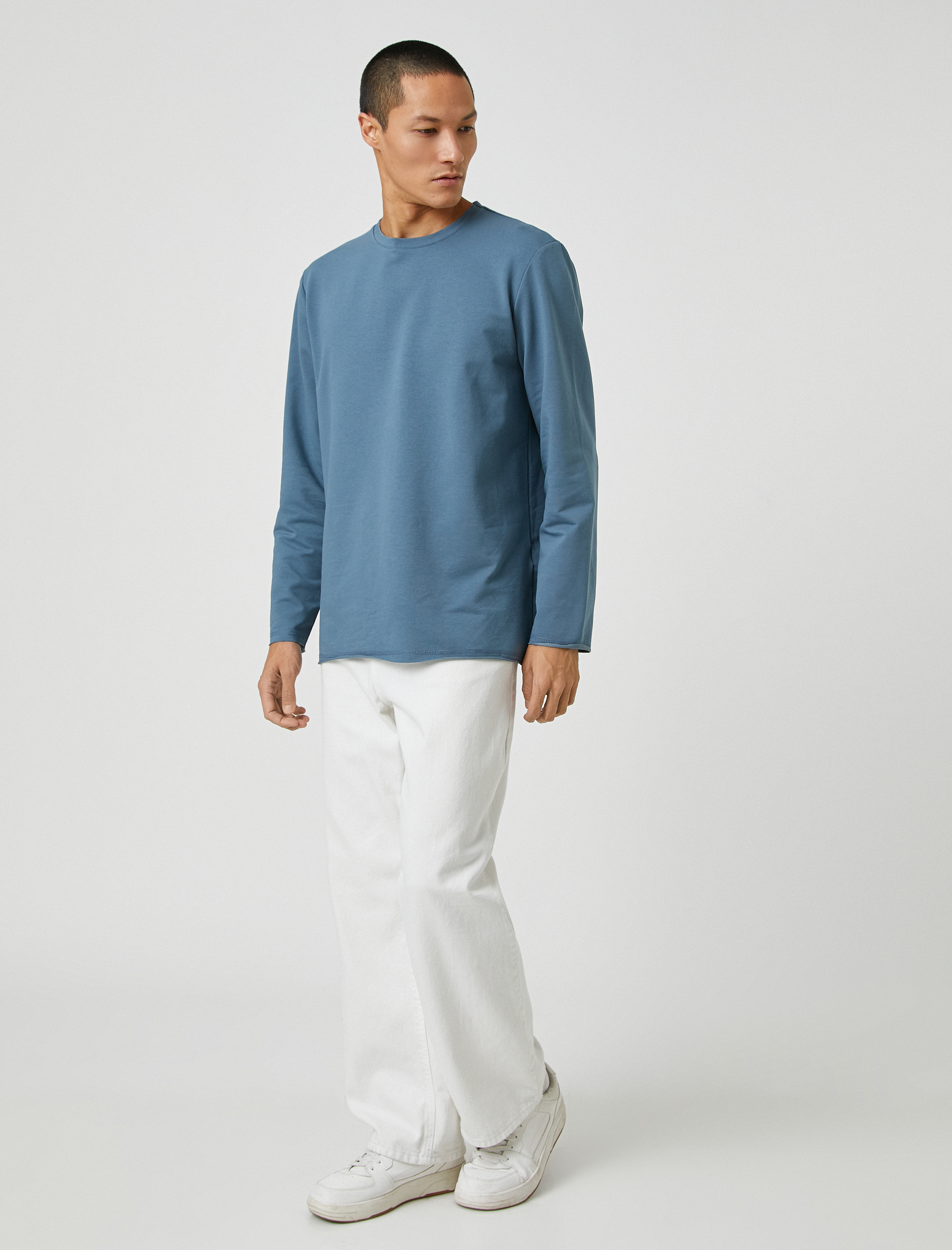   Basic Tişört Uzun Kollu Bisiklet Yaka