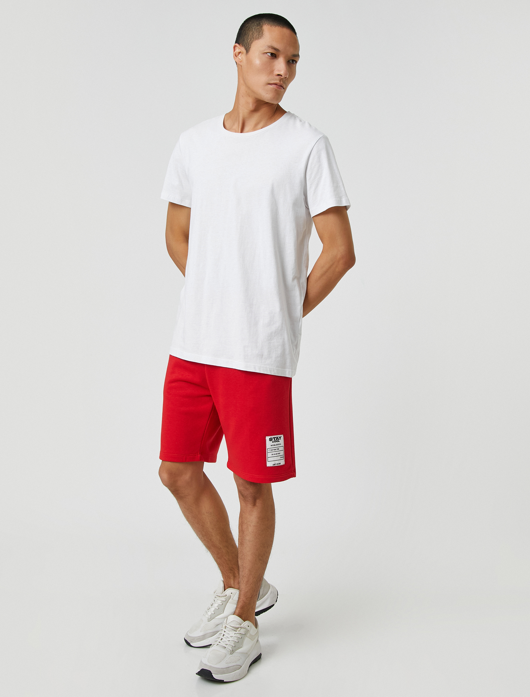   Basic Şort Beli Bağcıklı Slogan Etiket Baskılı Cepli