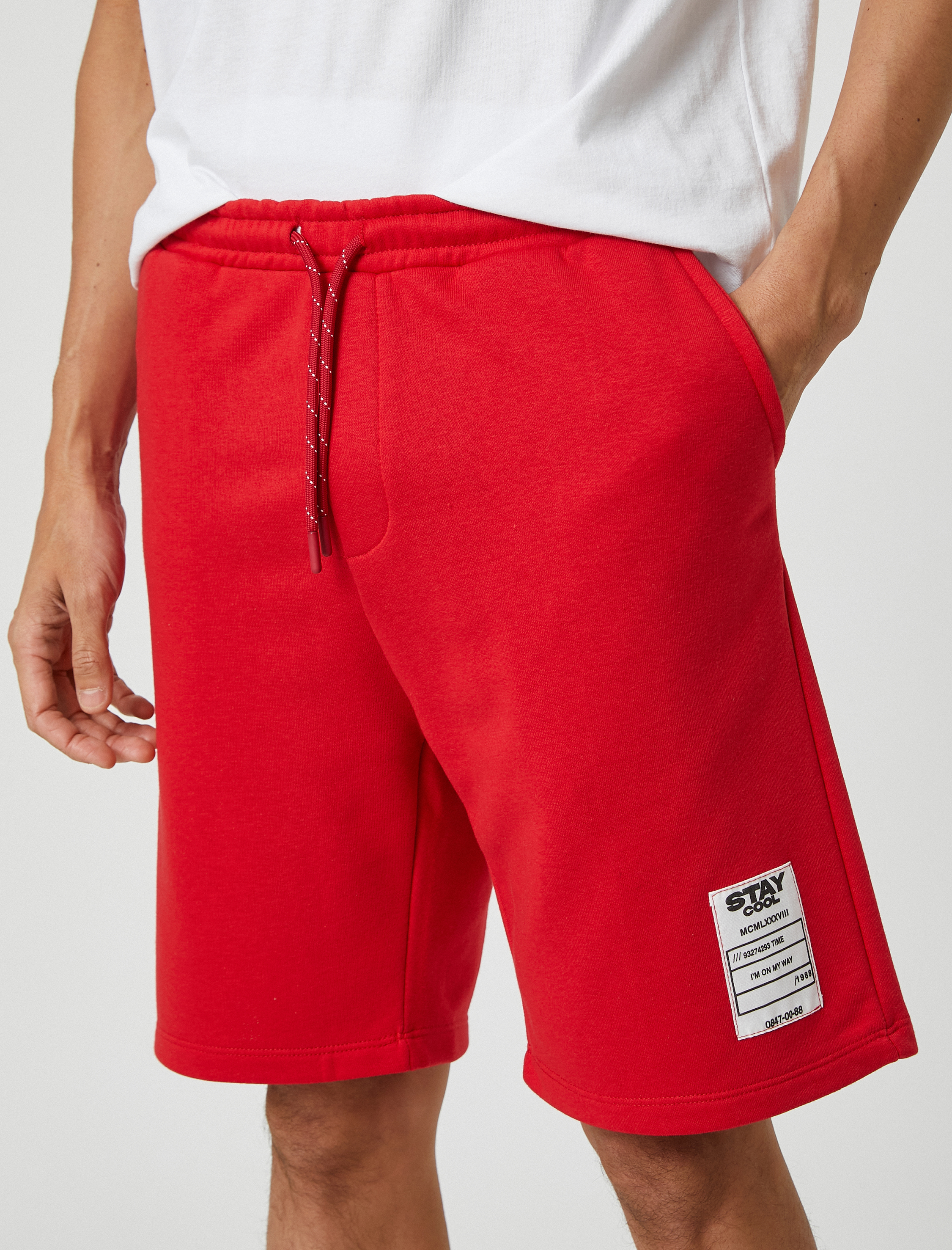   Basic Şort Beli Bağcıklı Slogan Etiket Baskılı Cepli