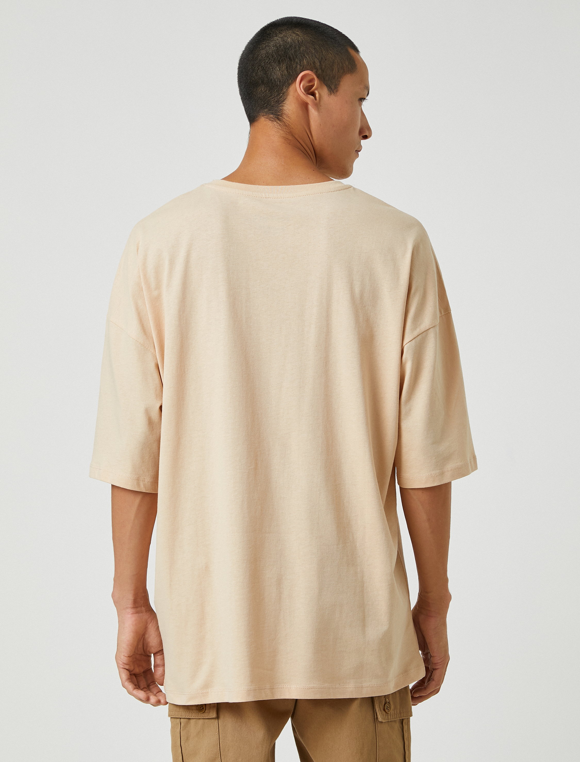   Basic Oversize Tişört Bisiklet Yaka Kısa Kollu