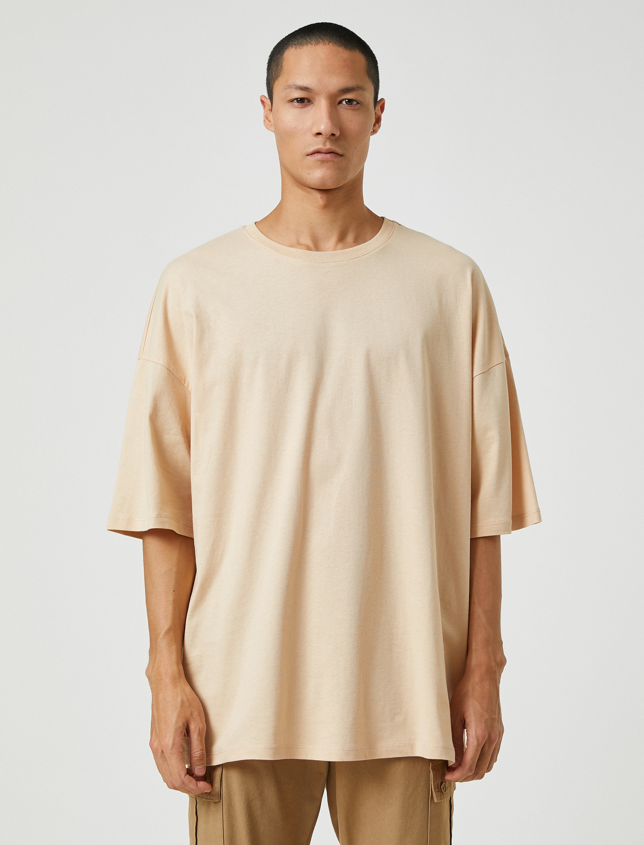   Basic Oversize Tişört Bisiklet Yaka Kısa Kollu