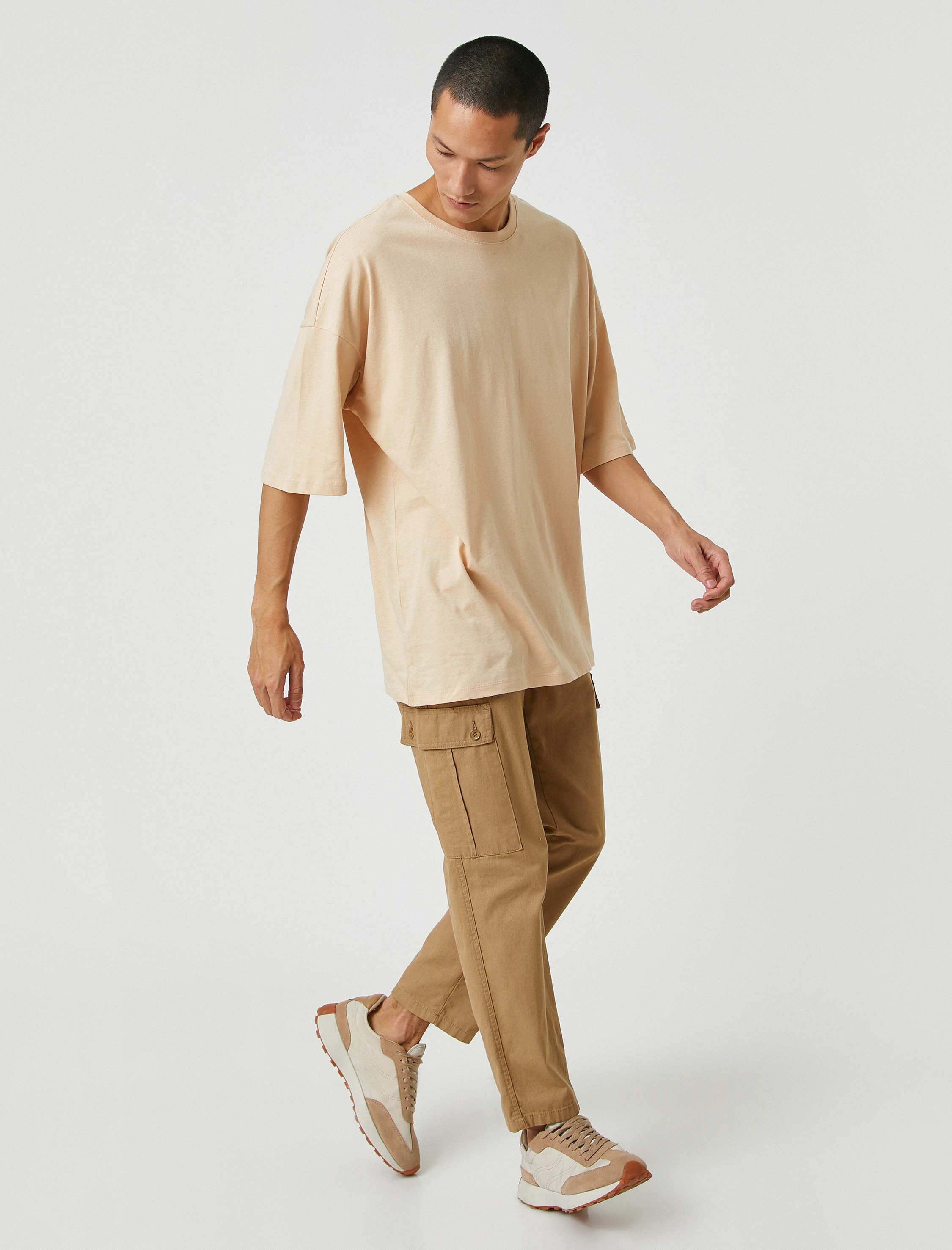   Basic Oversize Tişört Bisiklet Yaka Kısa Kollu